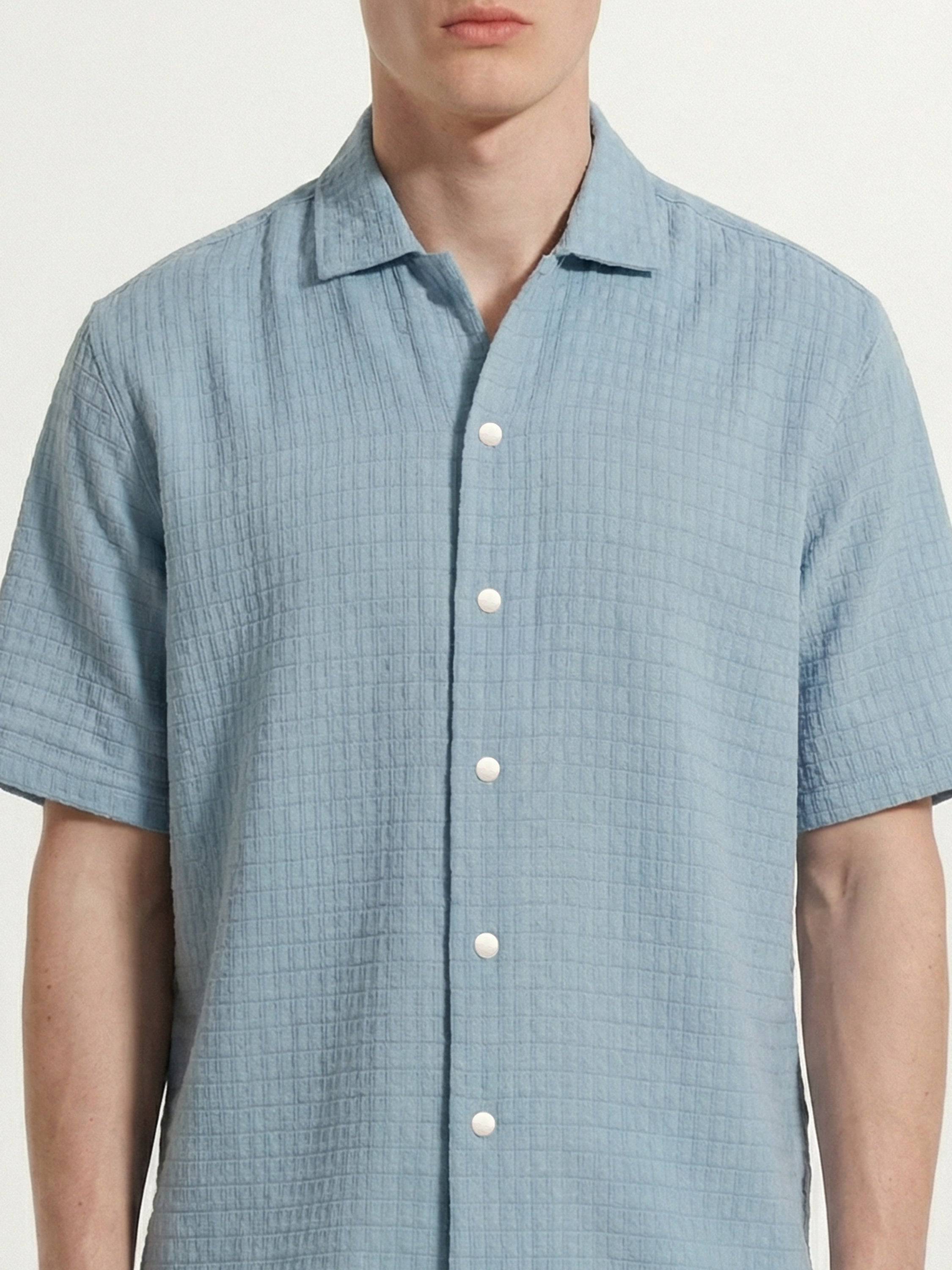 Highlander Men Blue Self Design Boxy Fit Casual Shirt - Blue - Image 6