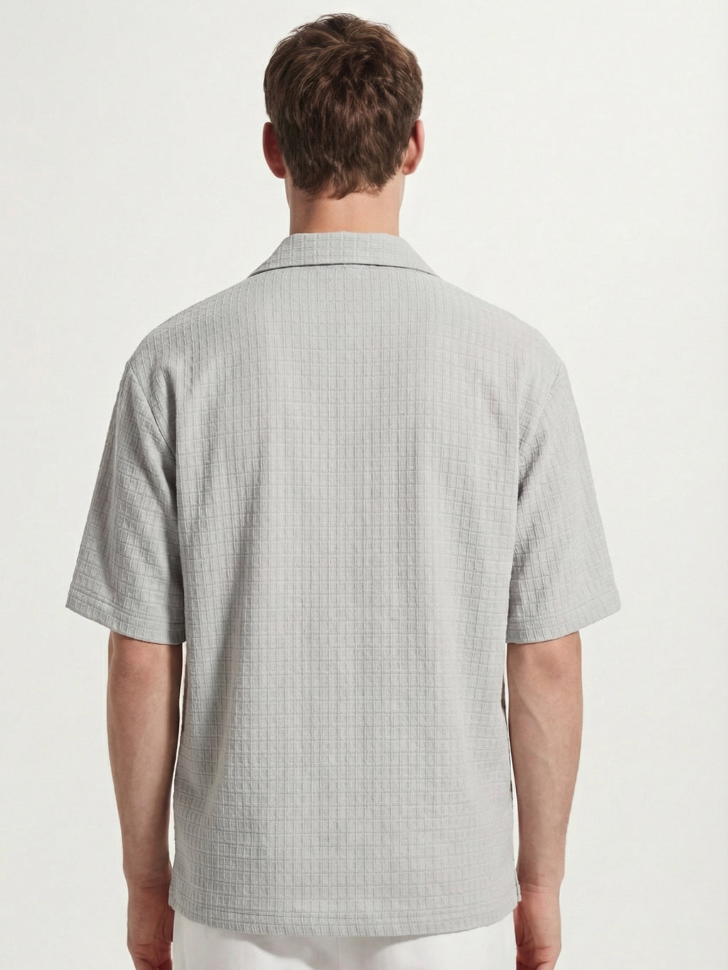 Highlander Men Grey Self Design Boxy Fit Casual Shirt - Grey - Image 3