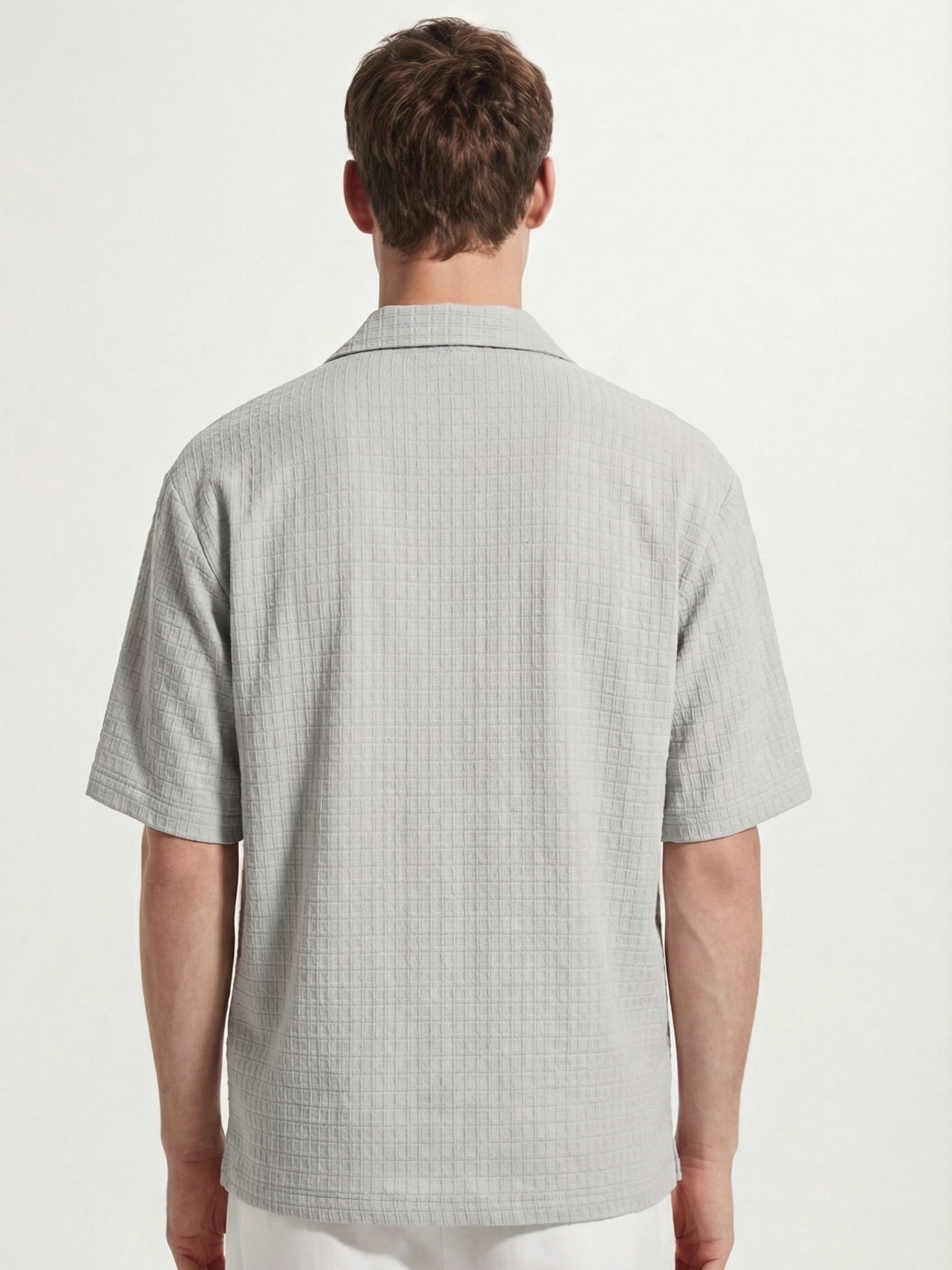 Highlander Men Grey Self Design Boxy Fit Casual Shirt - Grey - Image 3
