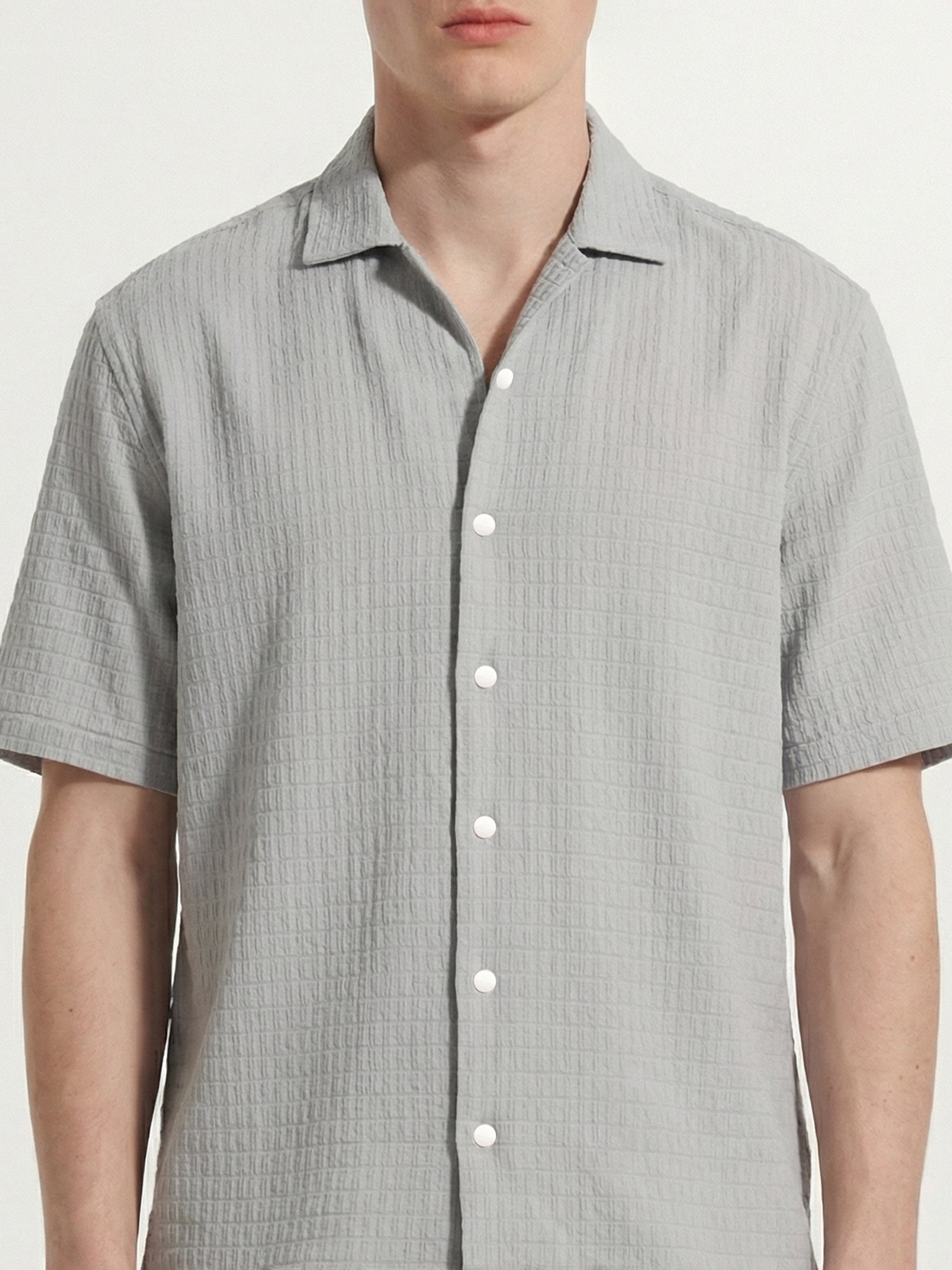 Highlander Men Grey Self Design Boxy Fit Casual Shirt - Grey - Image 6