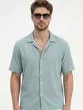 Highlander Men Blue Self Design Boxy Fit Casual Shirt - Blue - Image 1