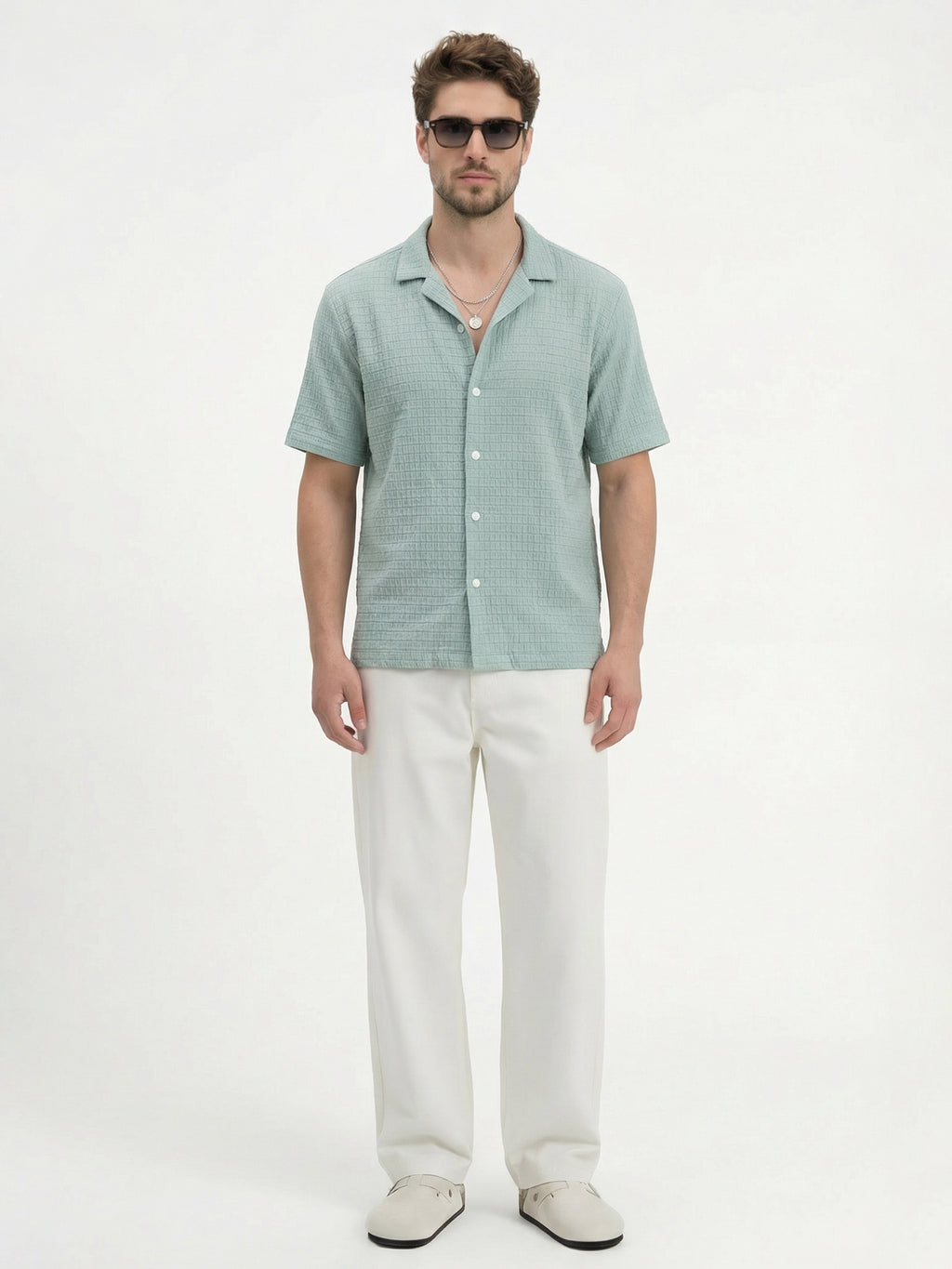 Highlander Men Blue Self Design Boxy Fit Casual Shirt - Blue - Image 2