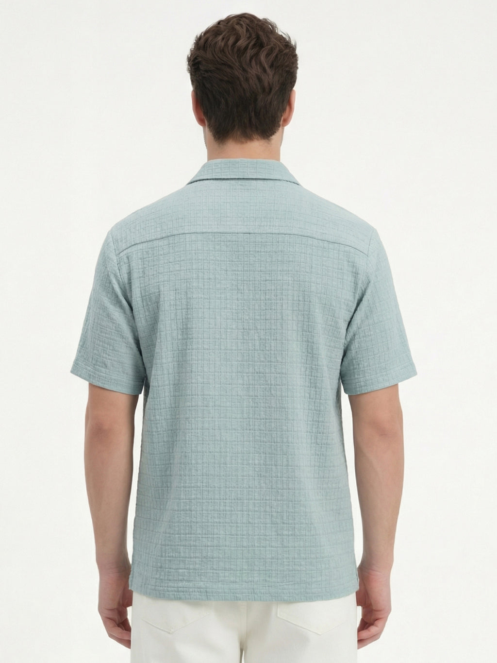 Highlander Men Blue Self Design Boxy Fit Casual Shirt - Blue - Image 3