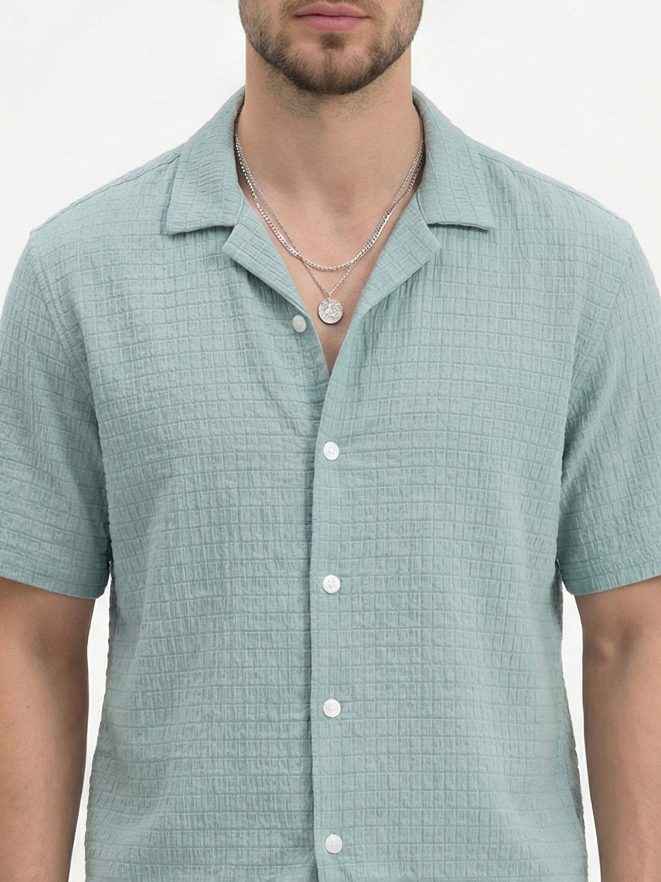 Highlander Men Blue Self Design Boxy Fit Casual Shirt - Blue - Image 6