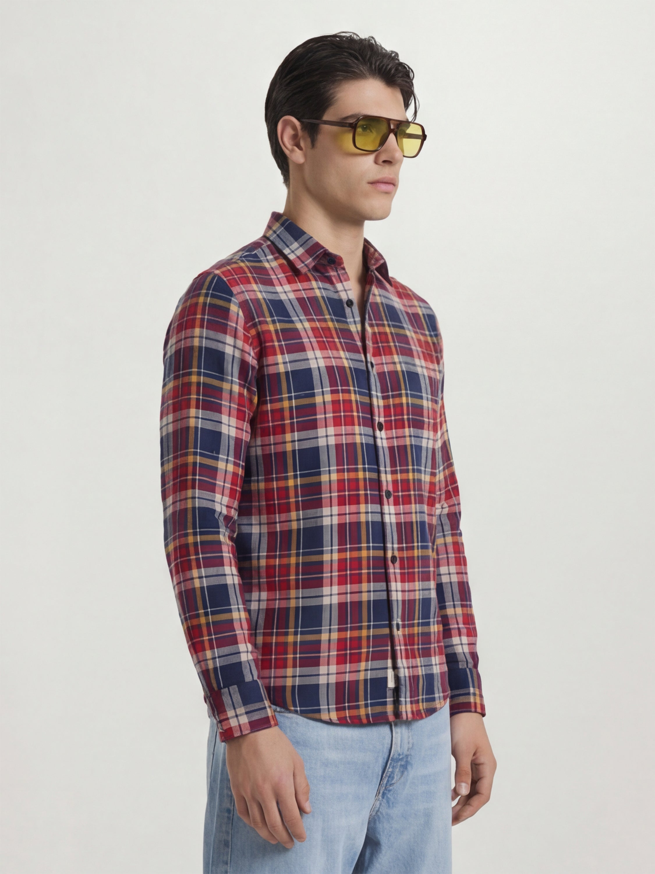 Highlander Men Multi Checked Slim Fit Casual Shirt - Multi - Image 6