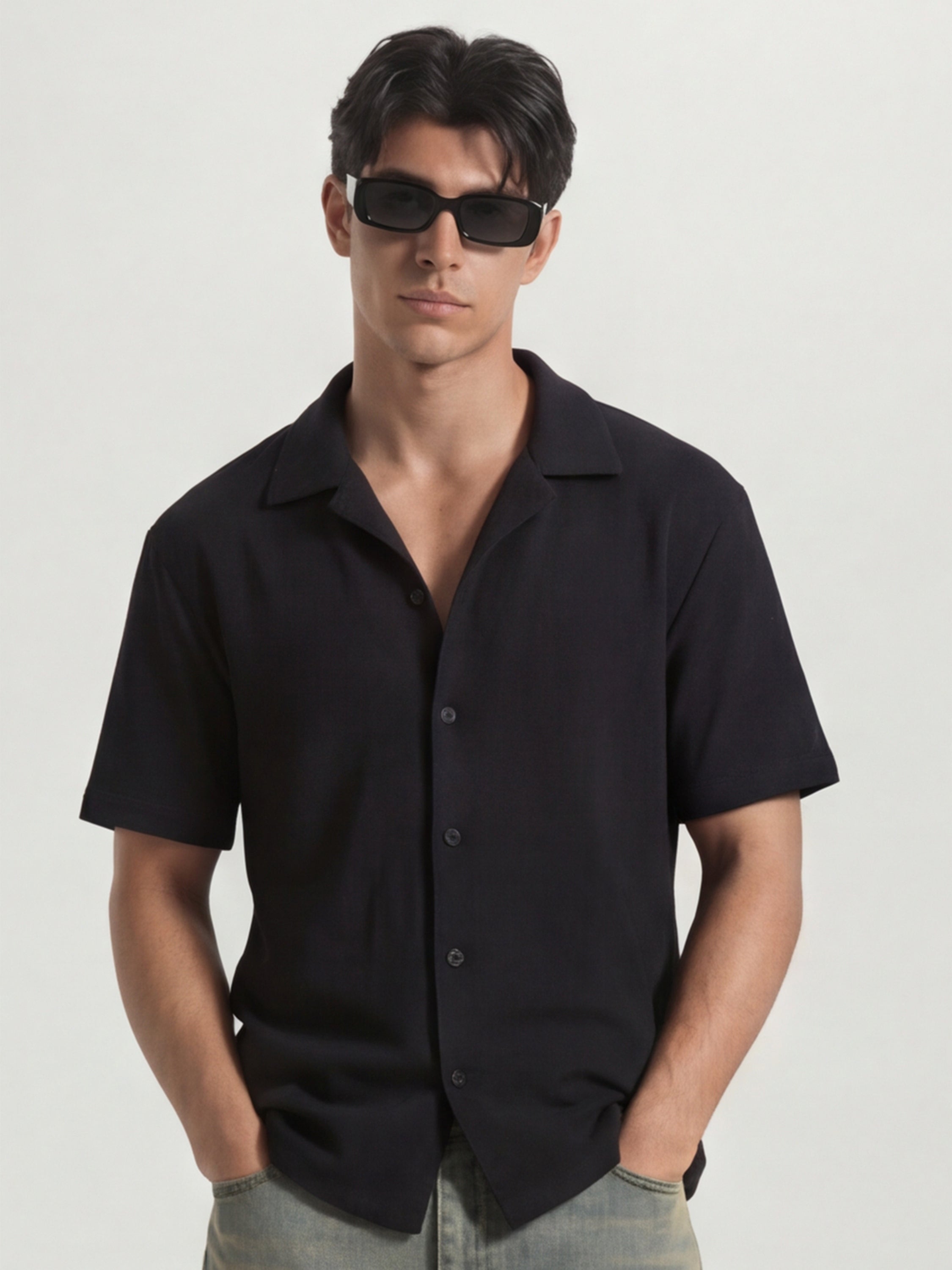 Highlander Men Black Solid Relaxed Fit Casual Shirt - Black - Image 1