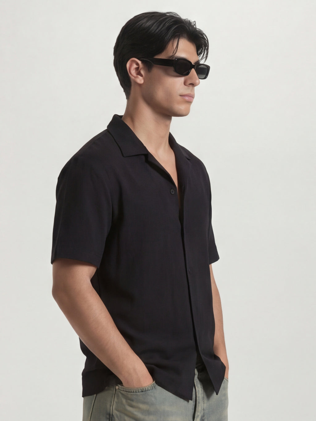 Highlander Men Black Solid Relaxed Fit Casual Shirt - Black - Image 4