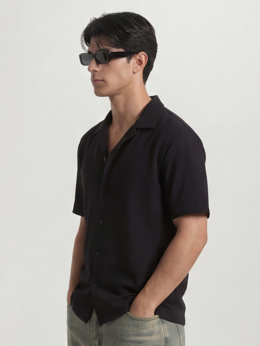 Highlander Men Black Solid Relaxed Fit Casual Shirt - Black - Image 5
