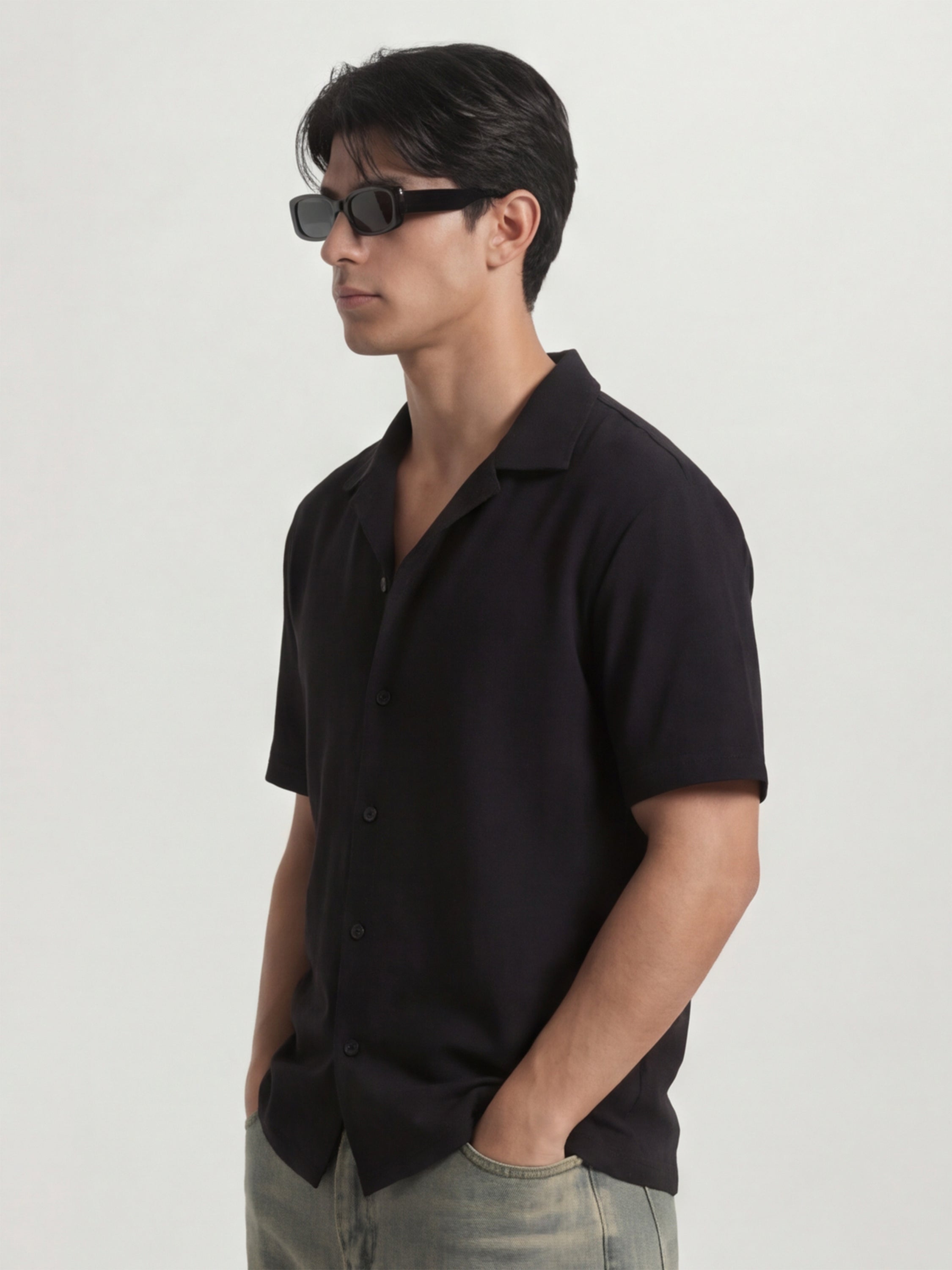 Highlander Men Black Solid Relaxed Fit Casual Shirt - Black - Image 5