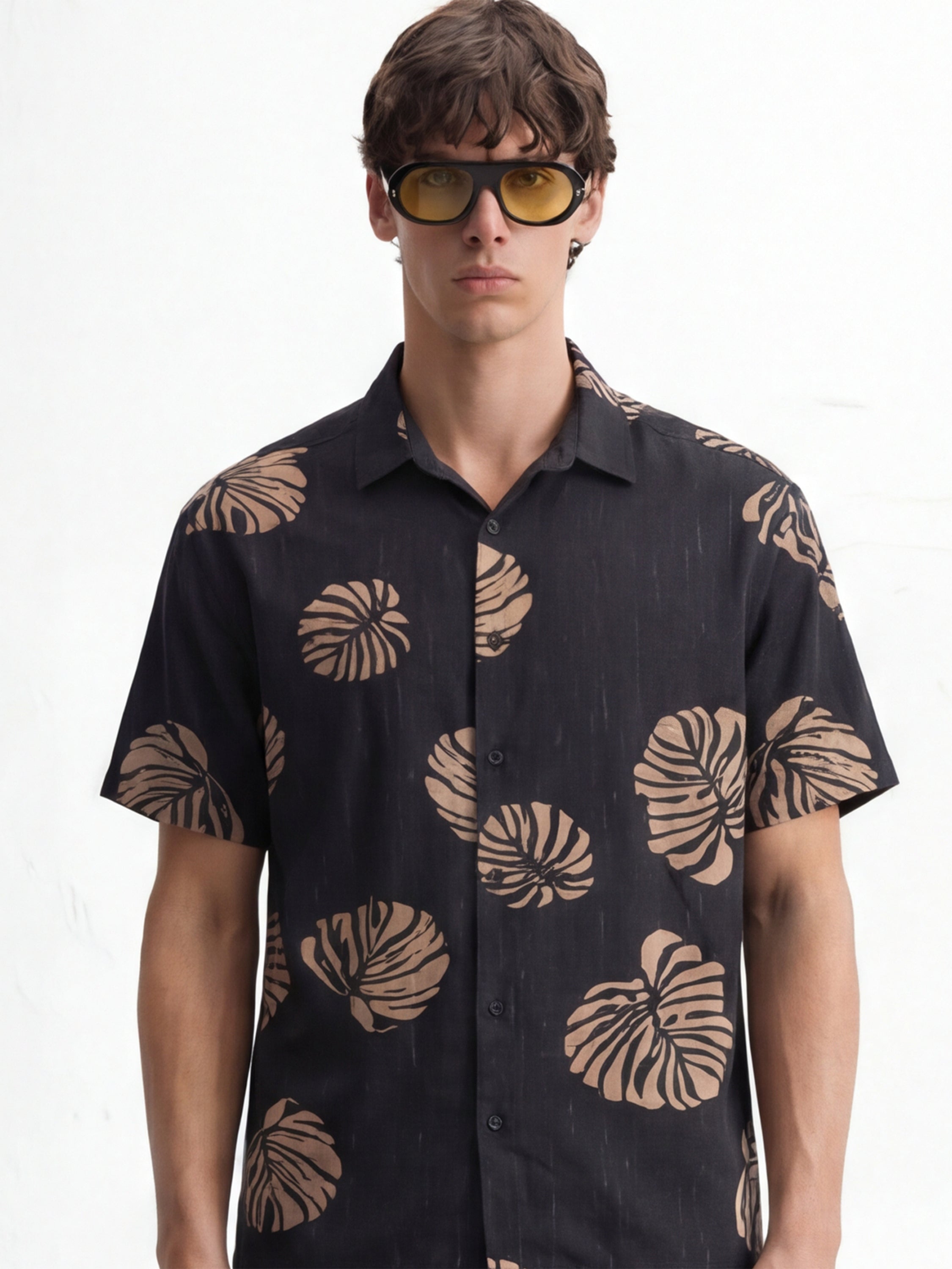 Highlander Men Black Printed Relaxed Fit Casual Shirt - Black - Image 1