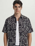 Highlander Men Black Printed Boxy Fit Casual Shirt - Black - Image 1