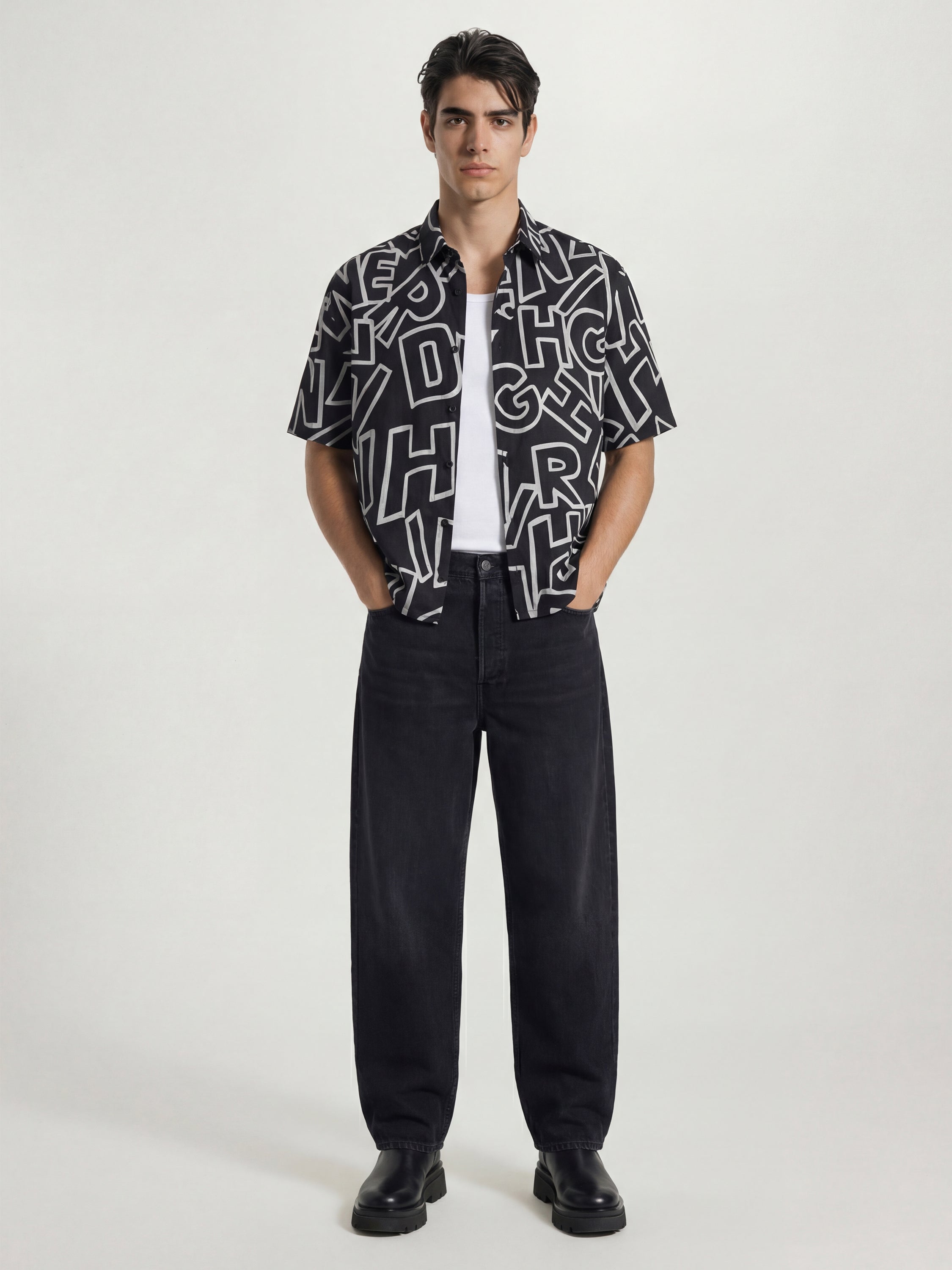 Highlander Men Black Printed Boxy Fit Casual Shirt - Black - Image 2