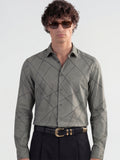 Highlander Men Grey Self Design Slim Fit Casual Shirt - Grey - Image 1