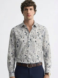 Highlander Men Grey Printed Slim Fit Casual Shirt - Grey - Image 1
