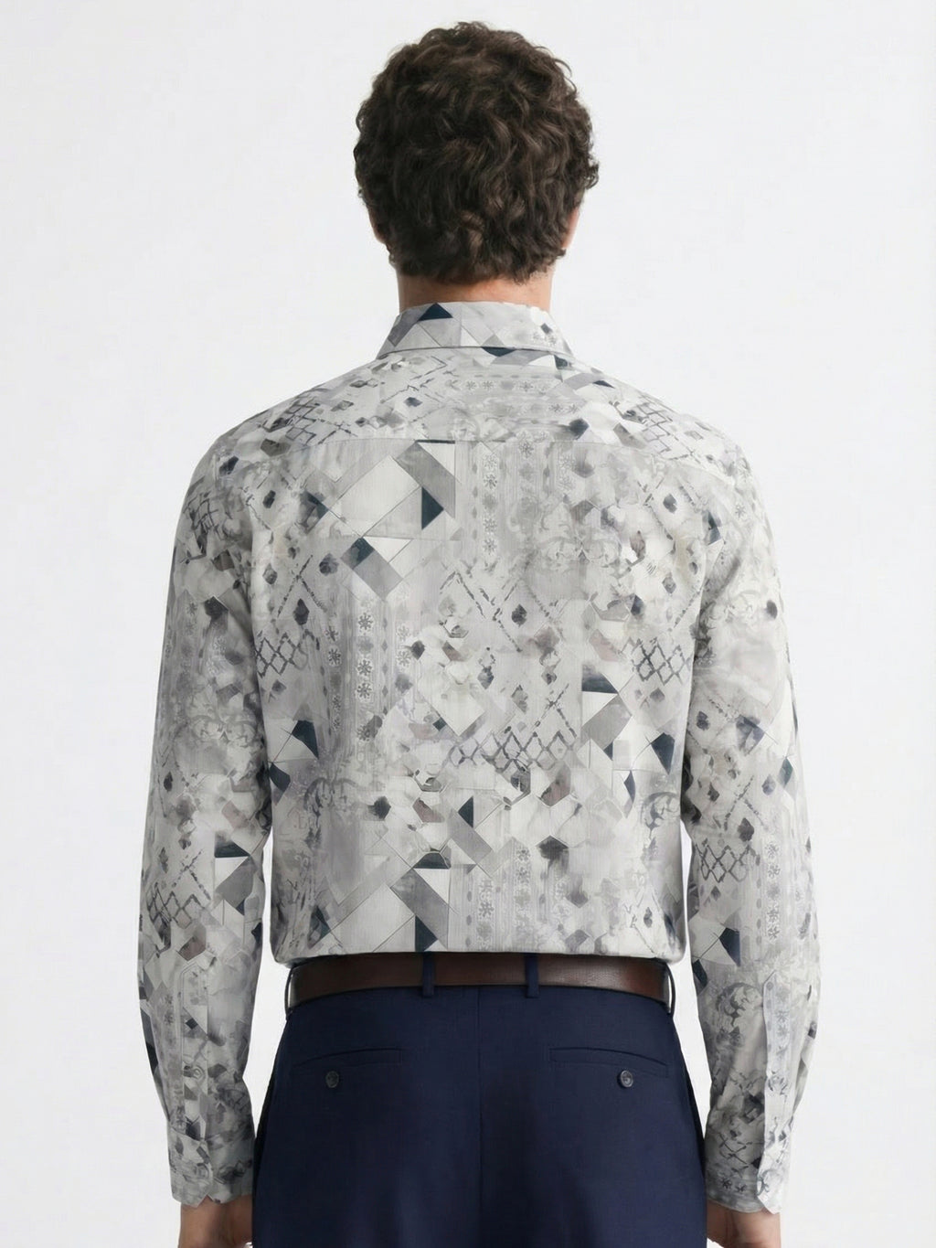 Highlander Men Grey Printed Slim Fit Casual Shirt - Grey - Image 3