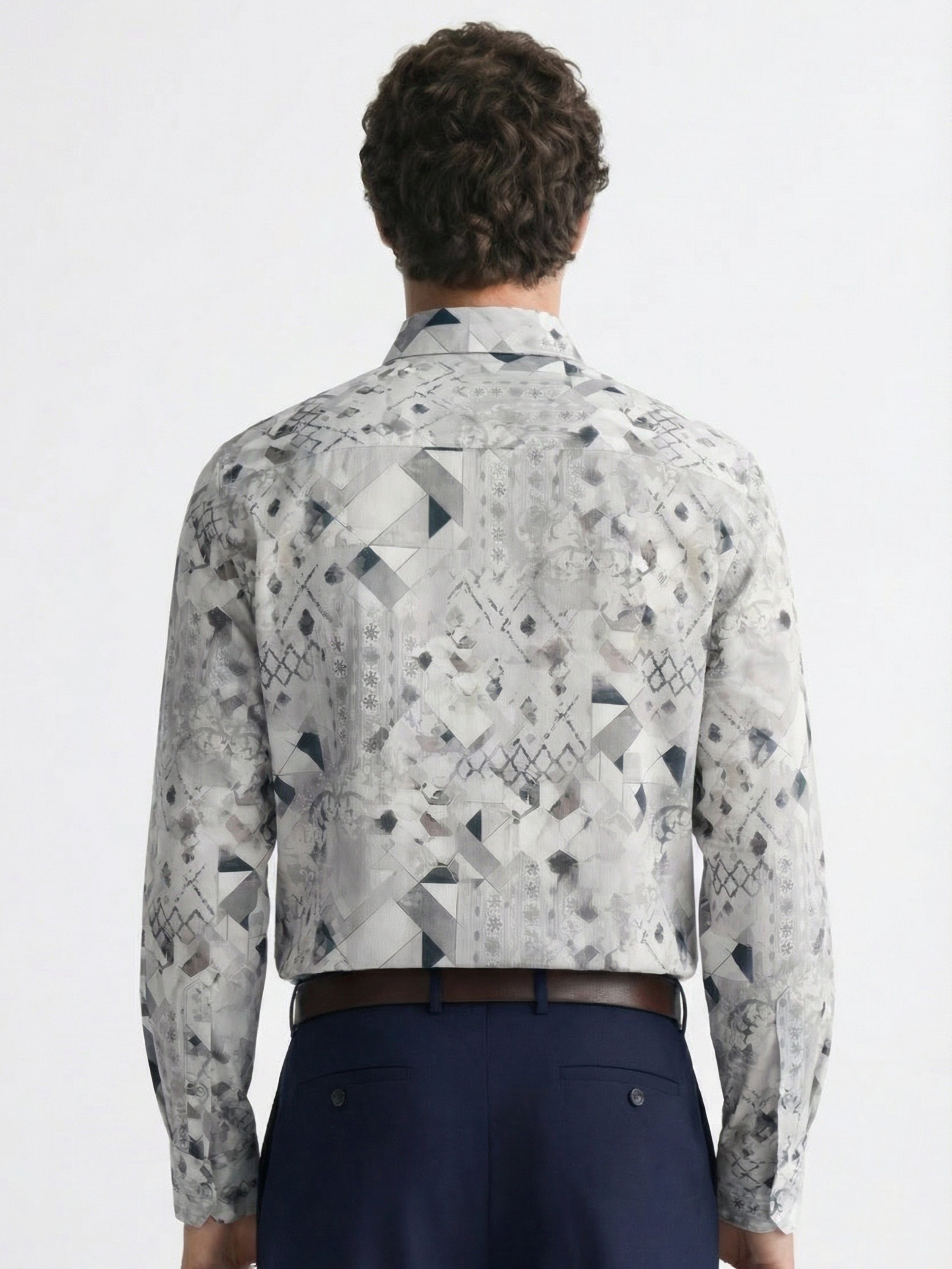Highlander Men Grey Printed Slim Fit Casual Shirt - Grey - Image 3
