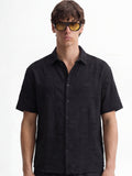 Highlander Men Black Self Design Relaxed Fit Casual Shirt - Black - Image 1