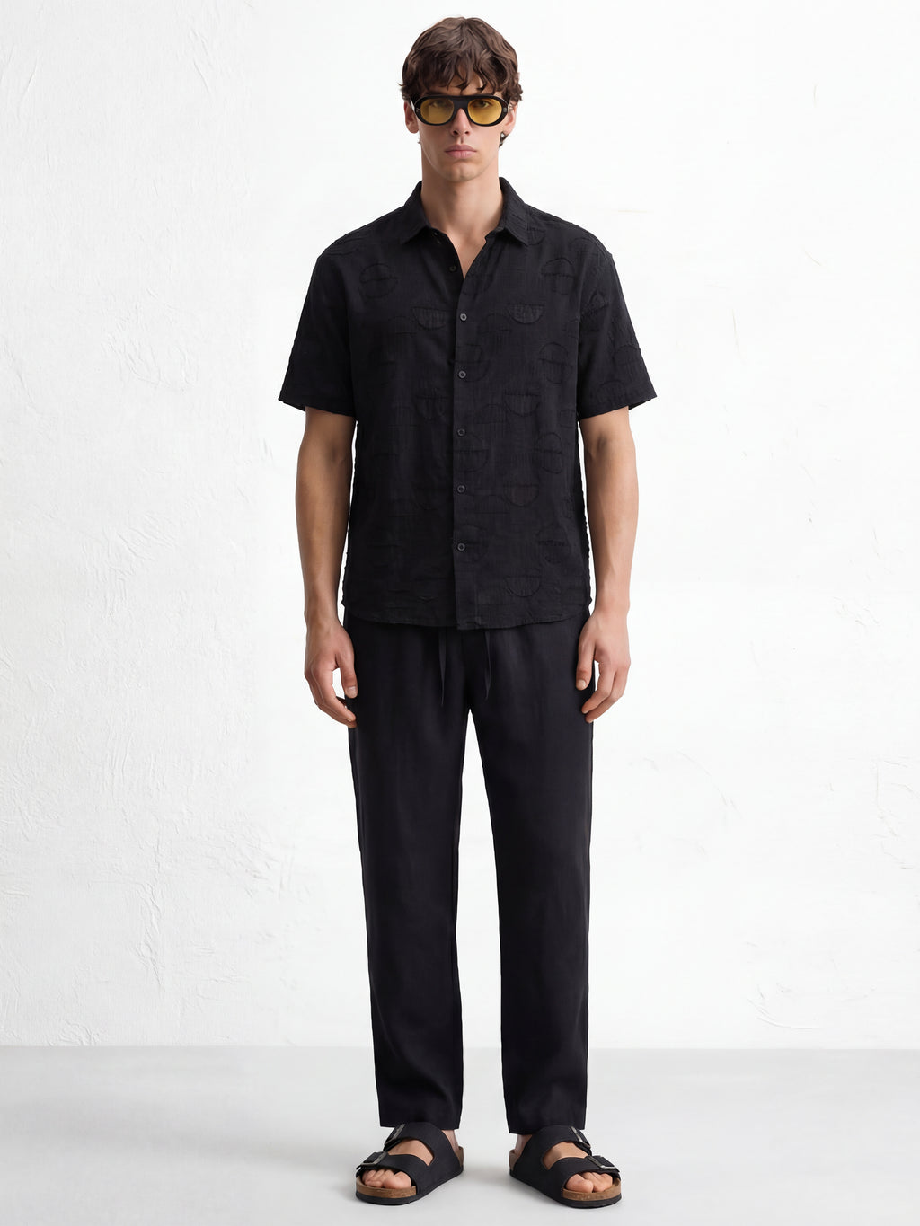 Highlander Men Black Self Design Relaxed Fit Casual Shirt - Black - Image 2