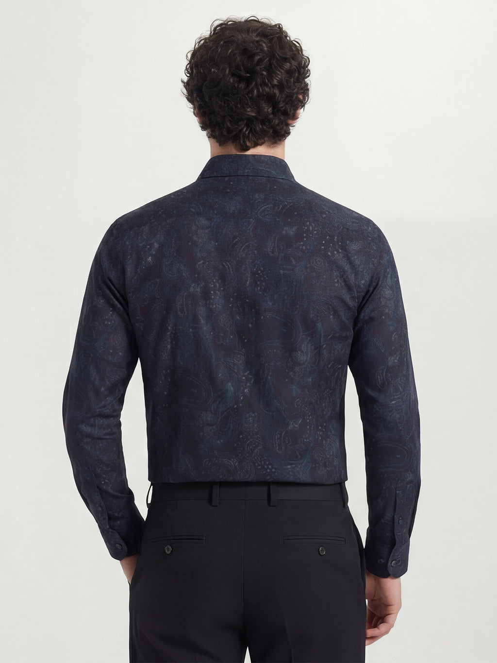 Highlander Men Navy Blue Printed Slim Fit Casual Shirt - Navy Blue - Image 3
