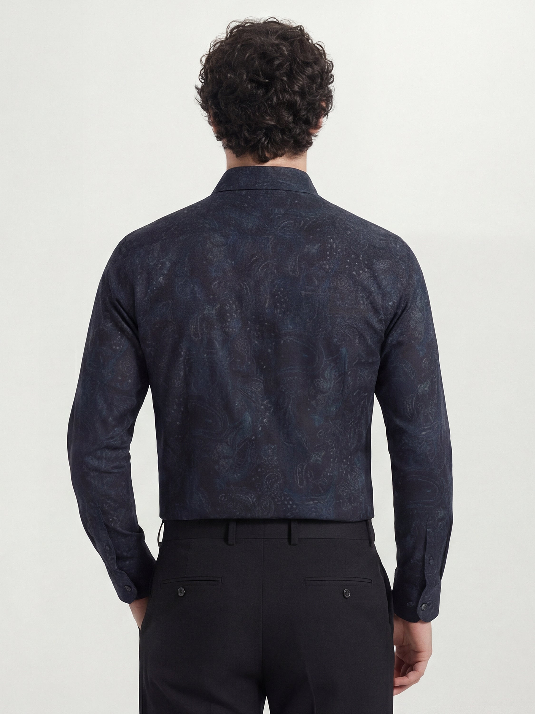 Highlander Men Navy Blue Printed Slim Fit Casual Shirt - Navy Blue - Image 3