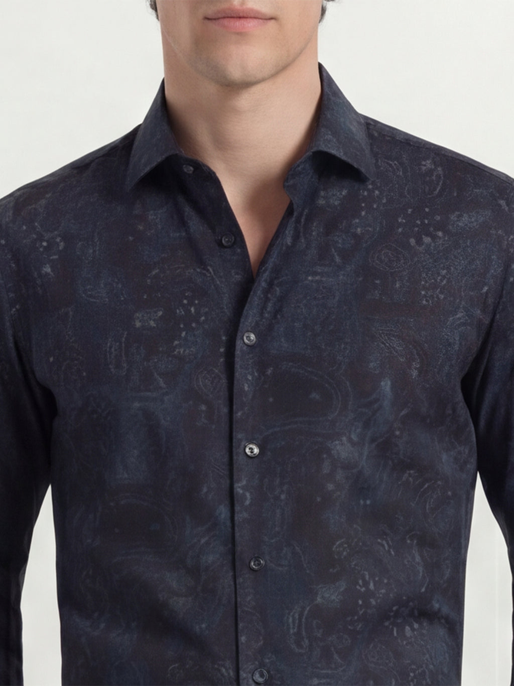 Highlander Men Navy Blue Printed Slim Fit Casual Shirt - Navy Blue - Image 5