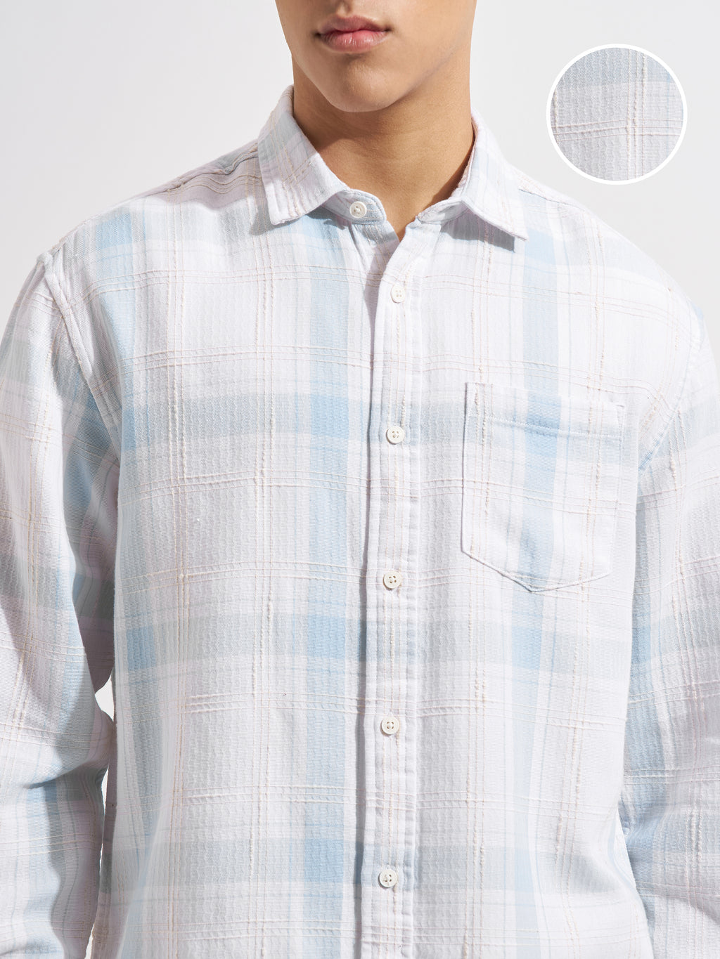 Highlander Men White Checked Relaxed Fit Casual Shirt