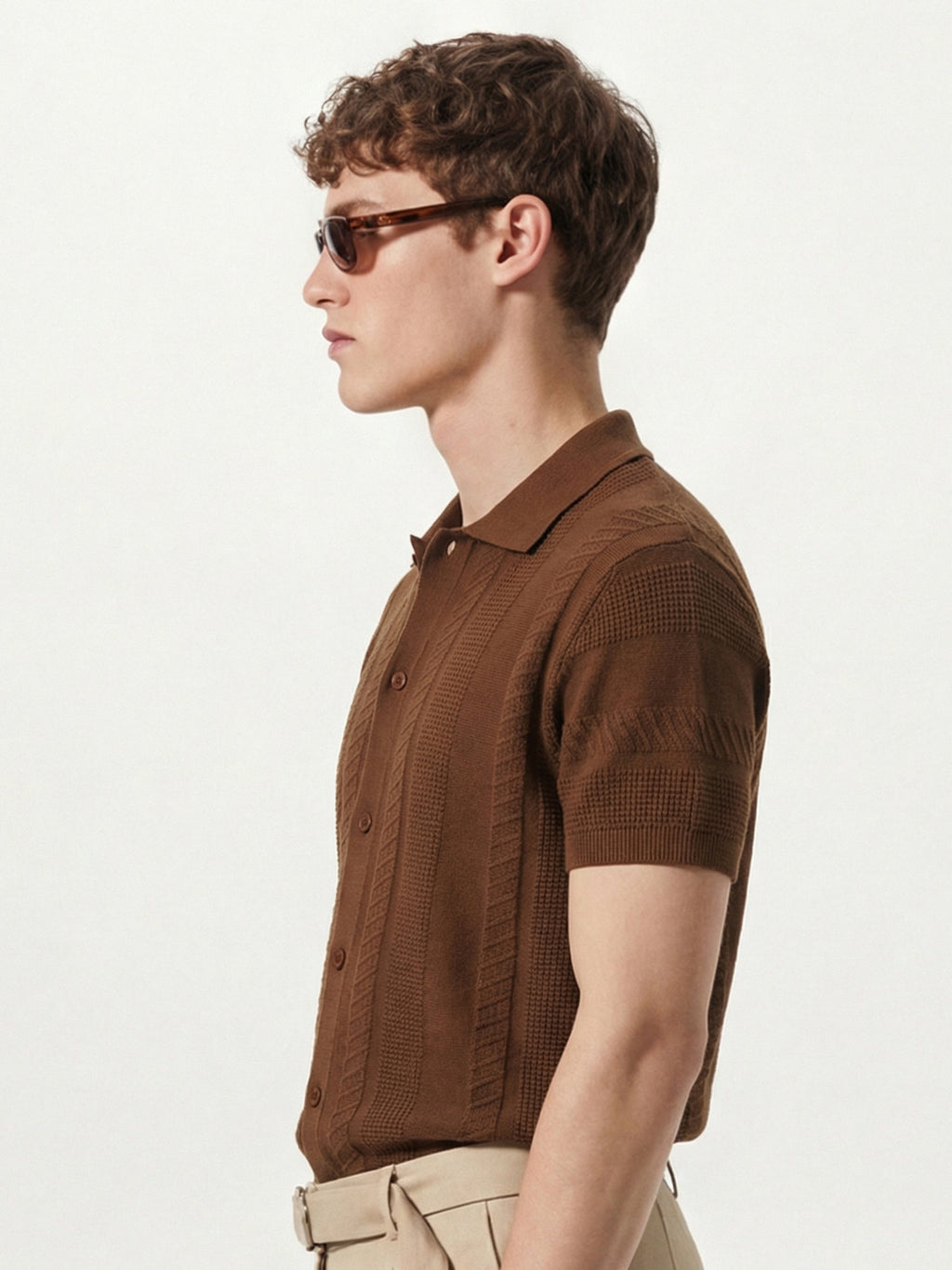 Highlander Men Brown Self Design Relaxed Fit Casual Shirt - Brown - Image 4