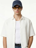 Highlander Men White Self Design Boxy Fit Casual Shirt - White - Image 1