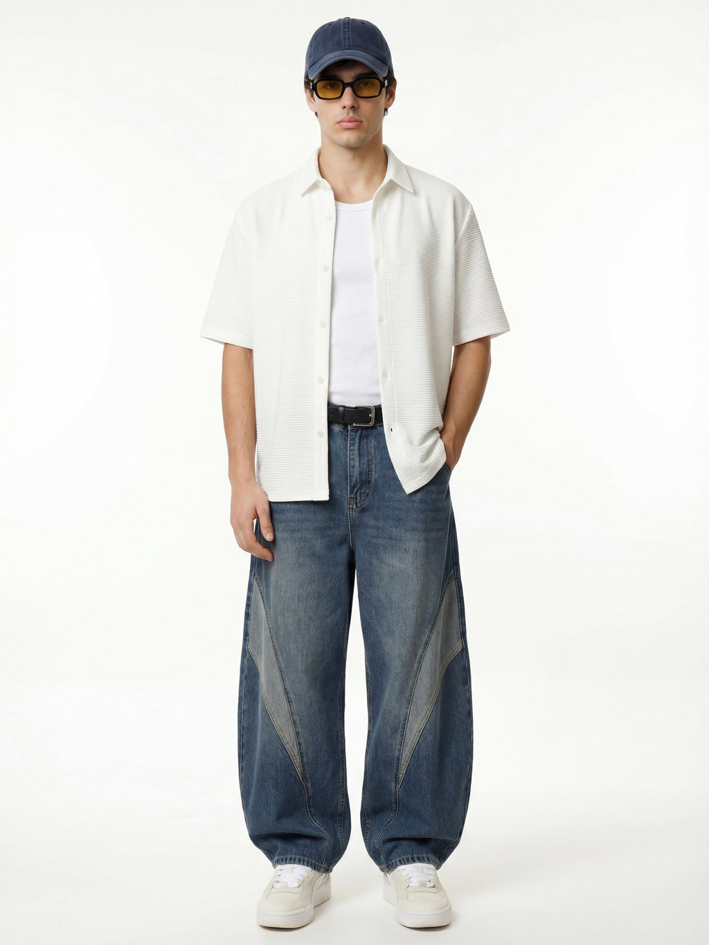 Highlander Men White Self Design Boxy Fit Casual Shirt - White - Image 2