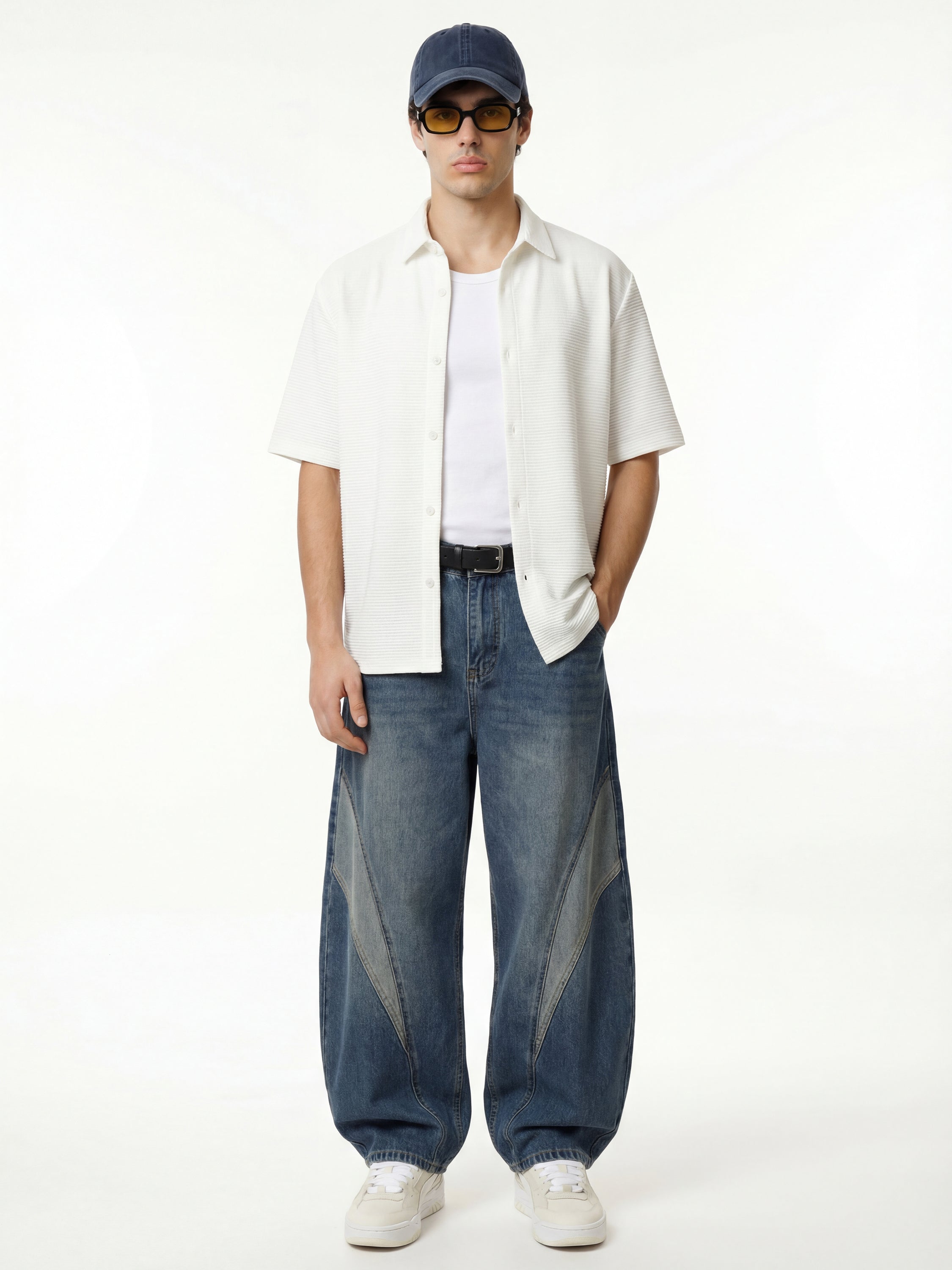 Highlander Men White Self Design Boxy Fit Casual Shirt - White - Image 2