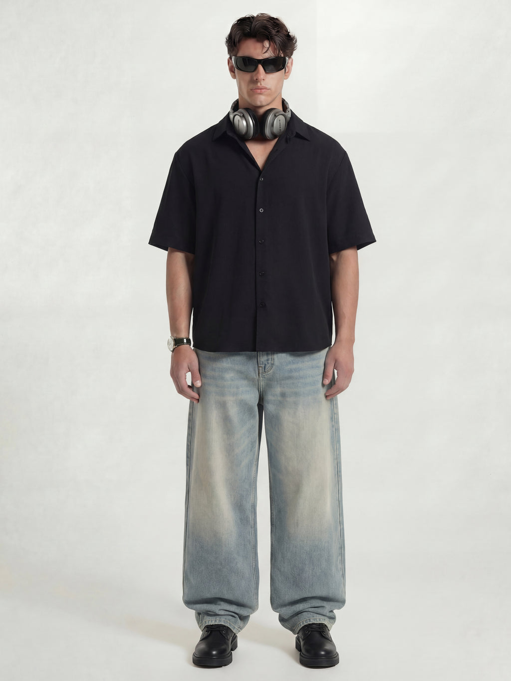 Highlander Men Black Solid Boxy Fit Casual Shirt - Black - Image 2