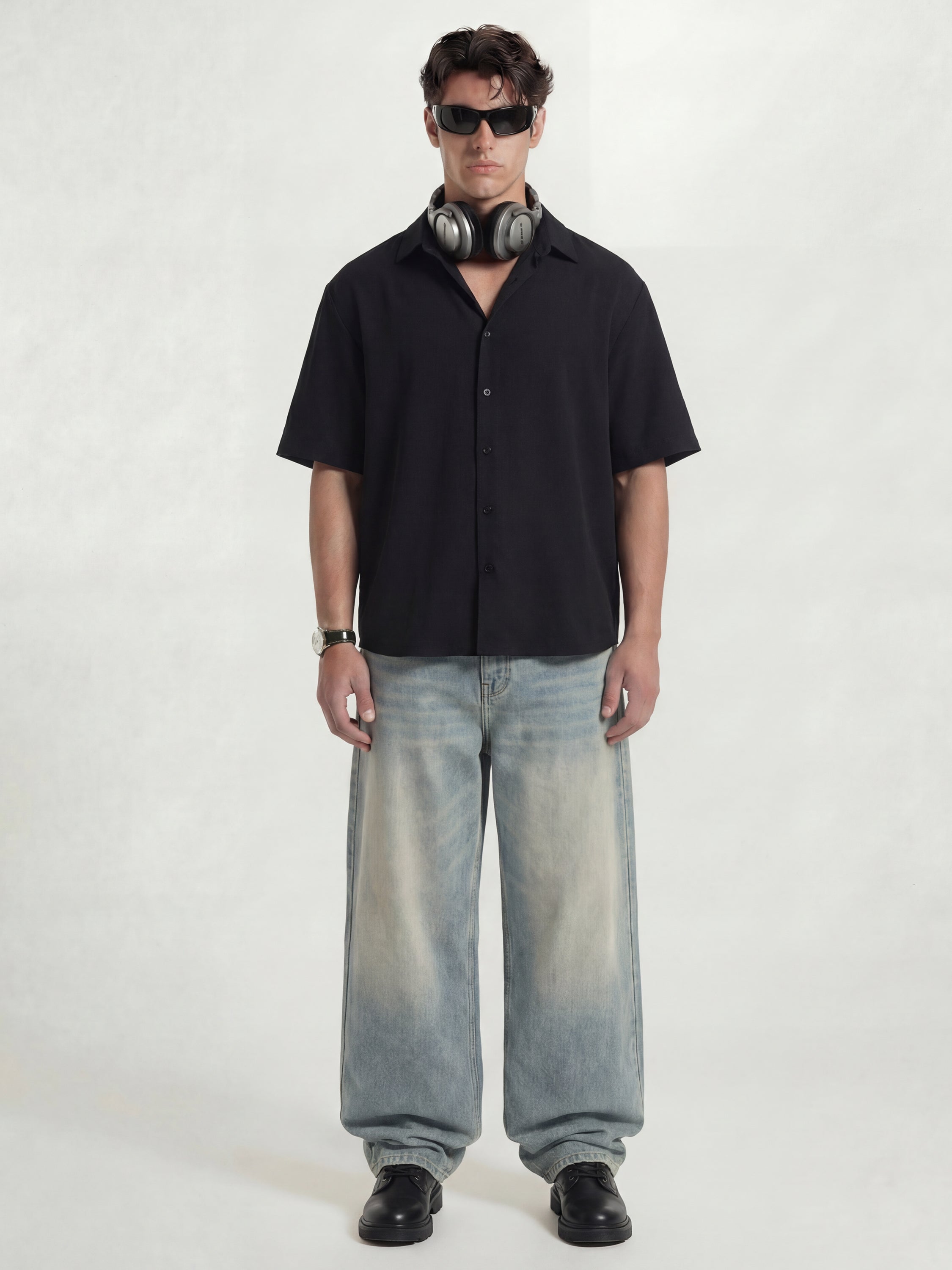 Highlander Men Black Solid Boxy Fit Casual Shirt - Black - Image 2