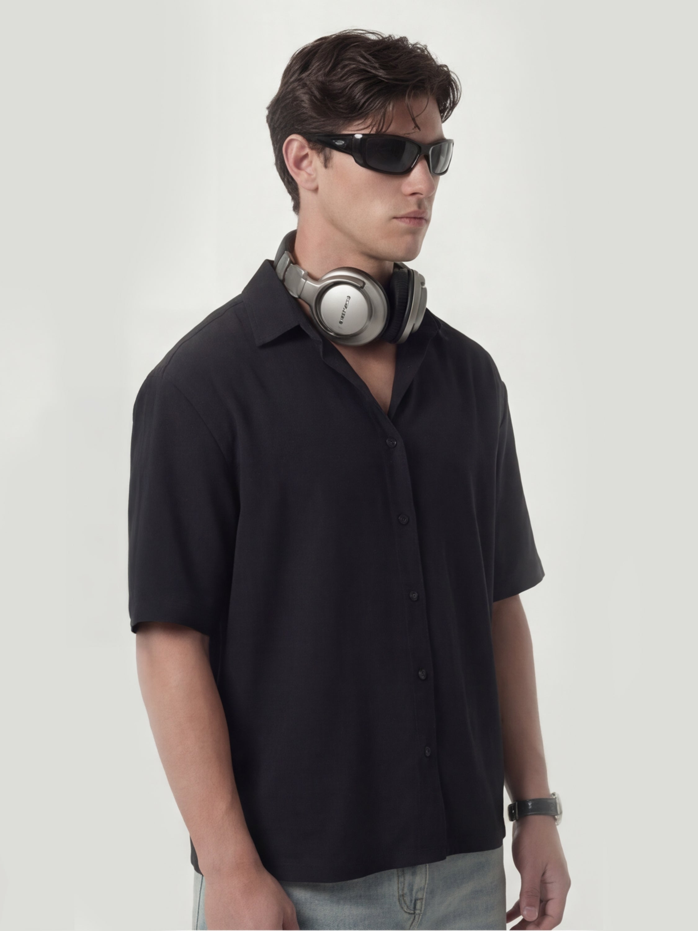 Highlander Men Black Solid Boxy Fit Casual Shirt - Black - Image 5