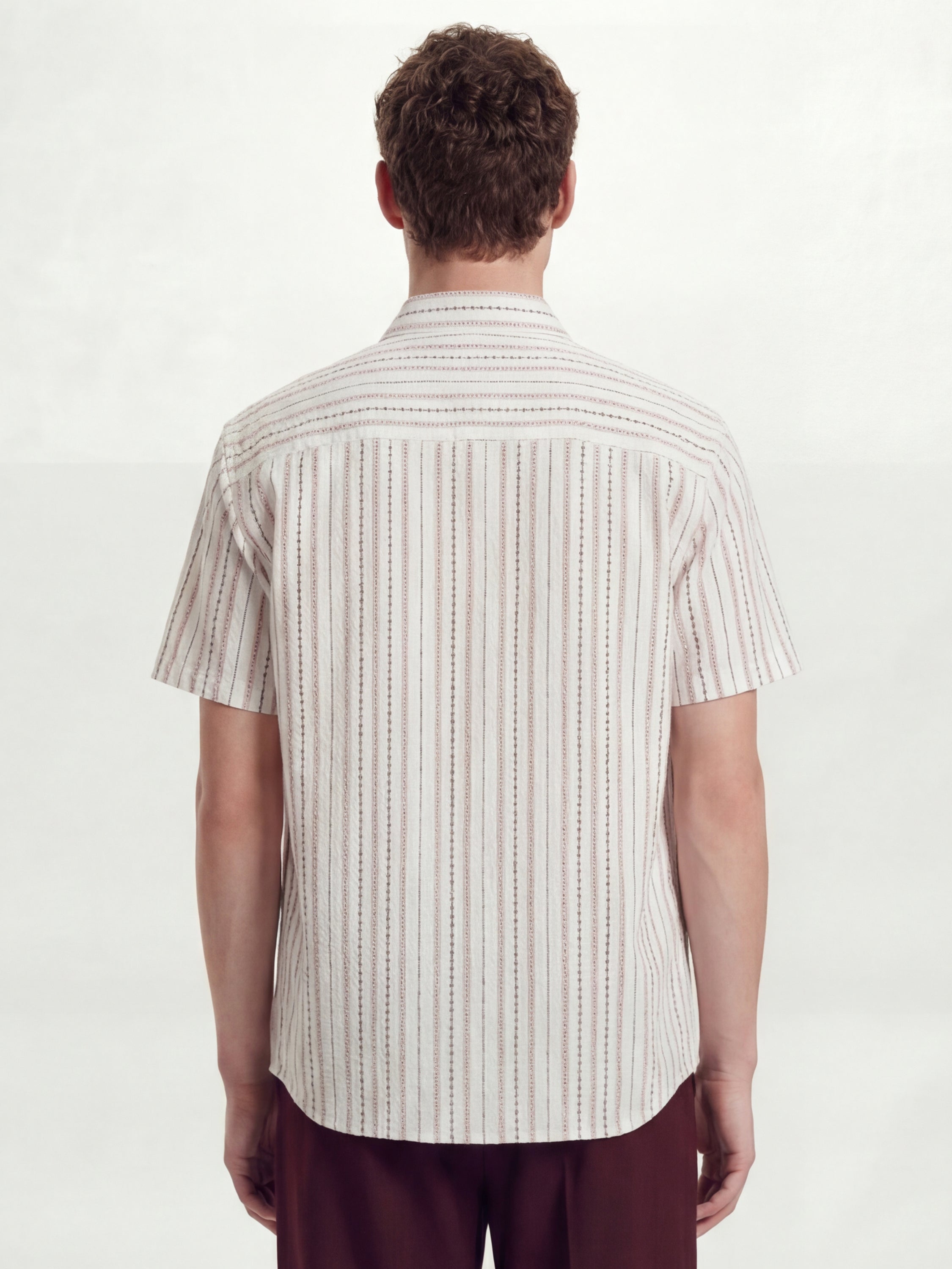 Highlander Men Cream Striped Relaxed Fit Casual Shirt - Cream - Image 3