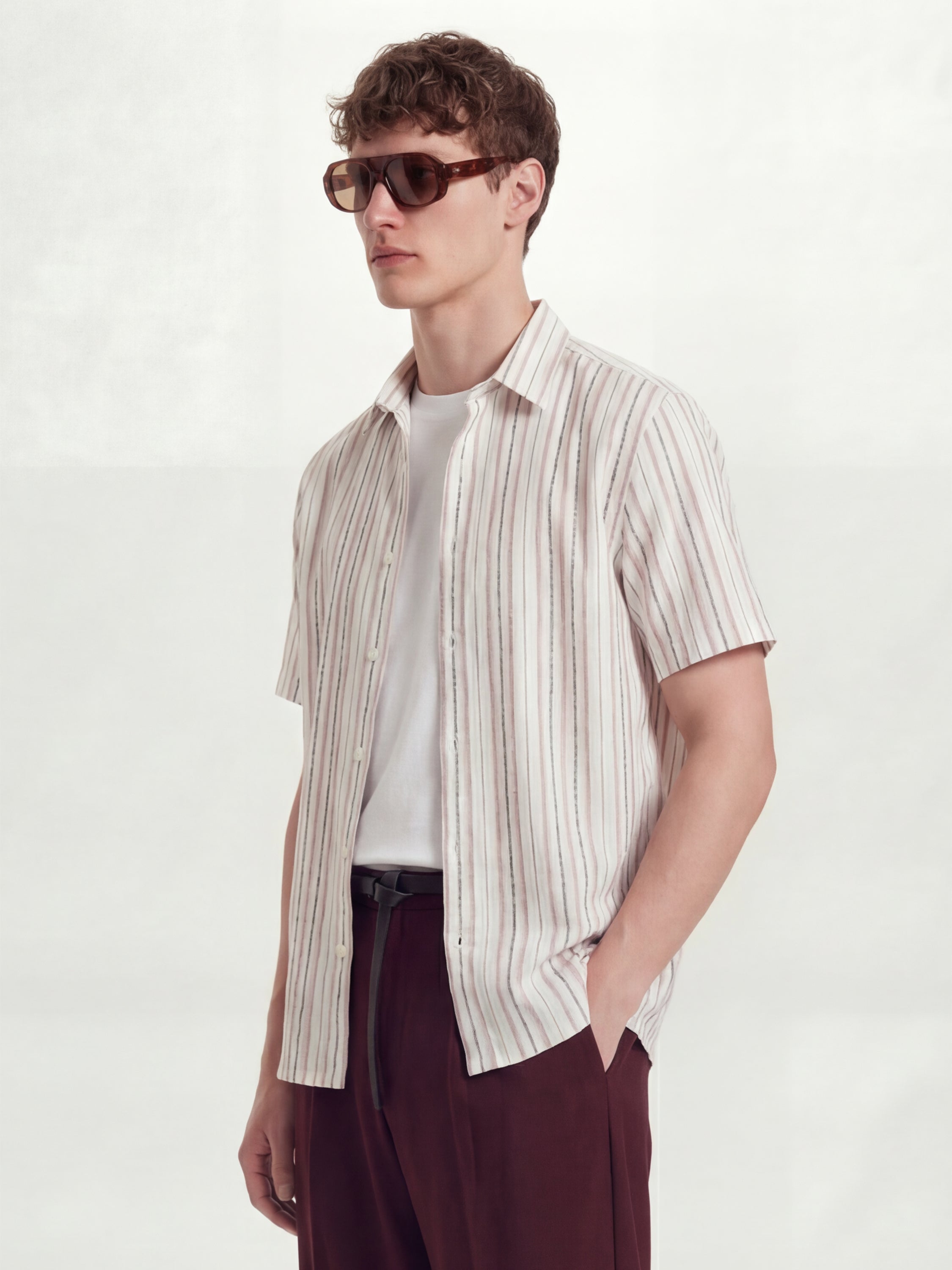 Highlander Men Cream Striped Relaxed Fit Casual Shirt - Cream - Image 4