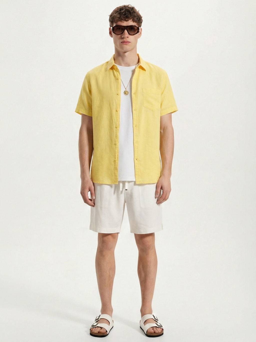 Highlander Men Yellow Solid Slim Fit Casual Shirt - Yellow - Image 2