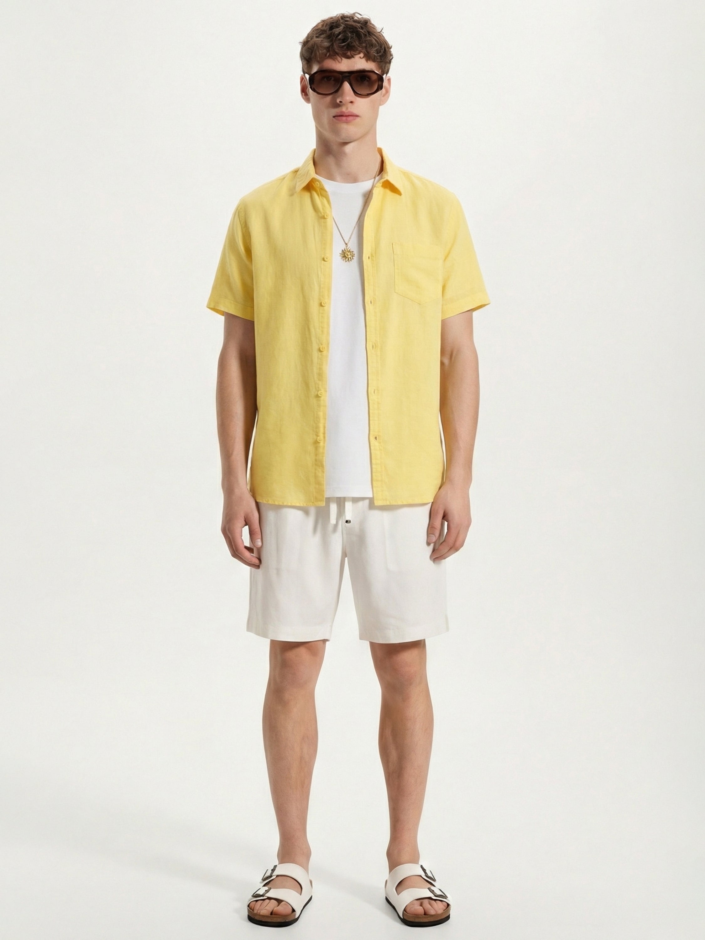 Highlander Men Yellow Solid Slim Fit Casual Shirt - Yellow - Image 2