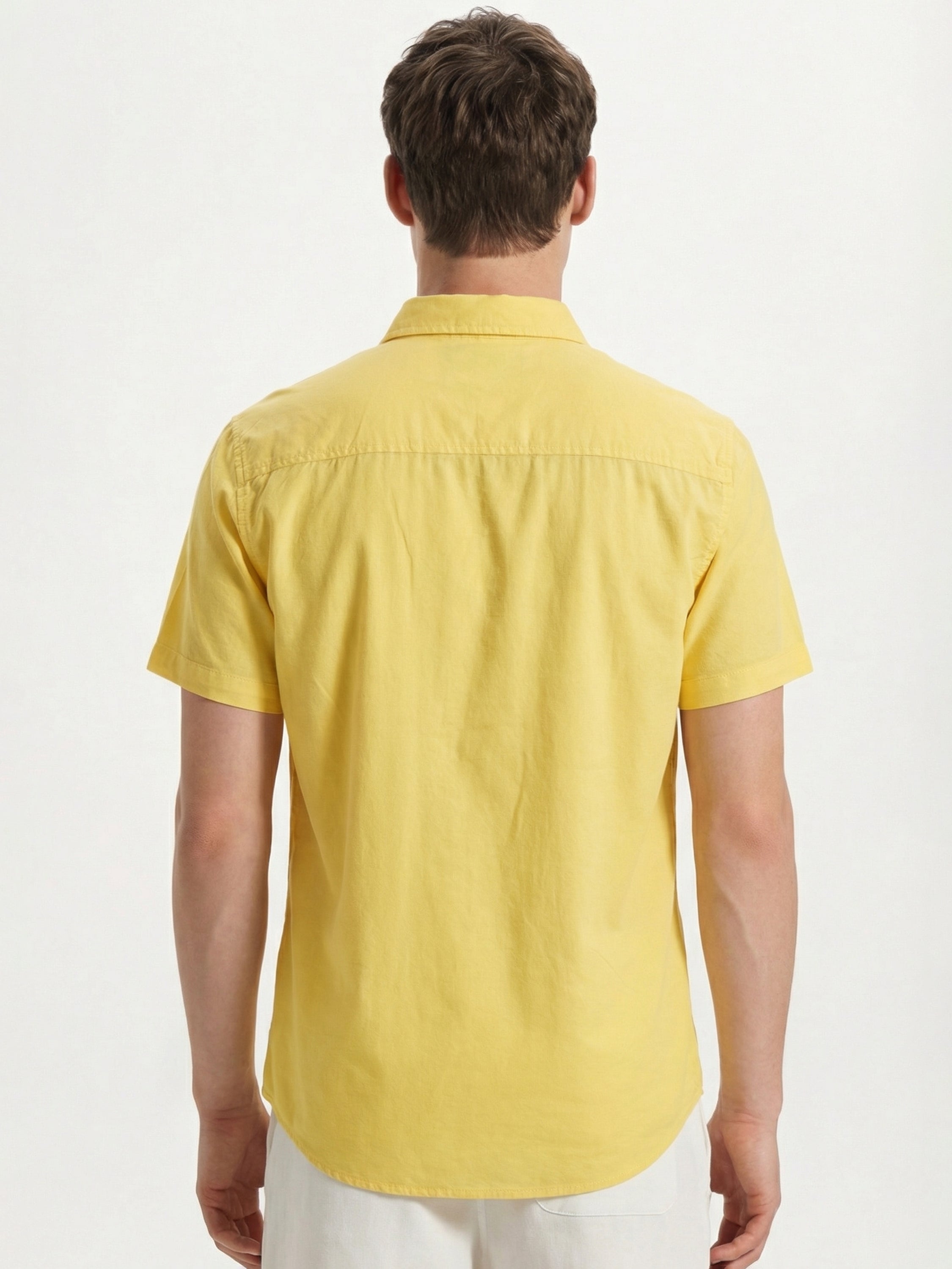 Highlander Men Yellow Solid Slim Fit Casual Shirt - Yellow - Image 3