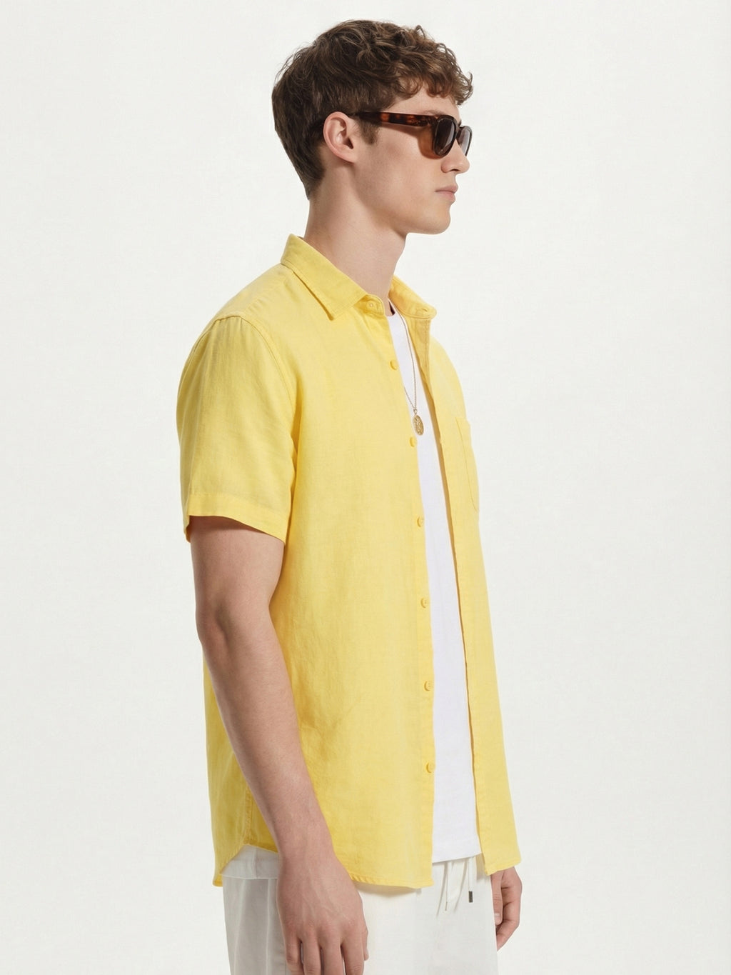 Highlander Men Yellow Solid Slim Fit Casual Shirt - Yellow - Image 4
