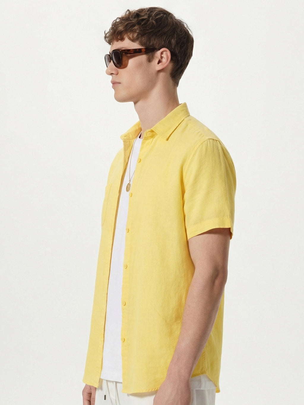 Highlander Men Yellow Solid Slim Fit Casual Shirt - Yellow - Image 5