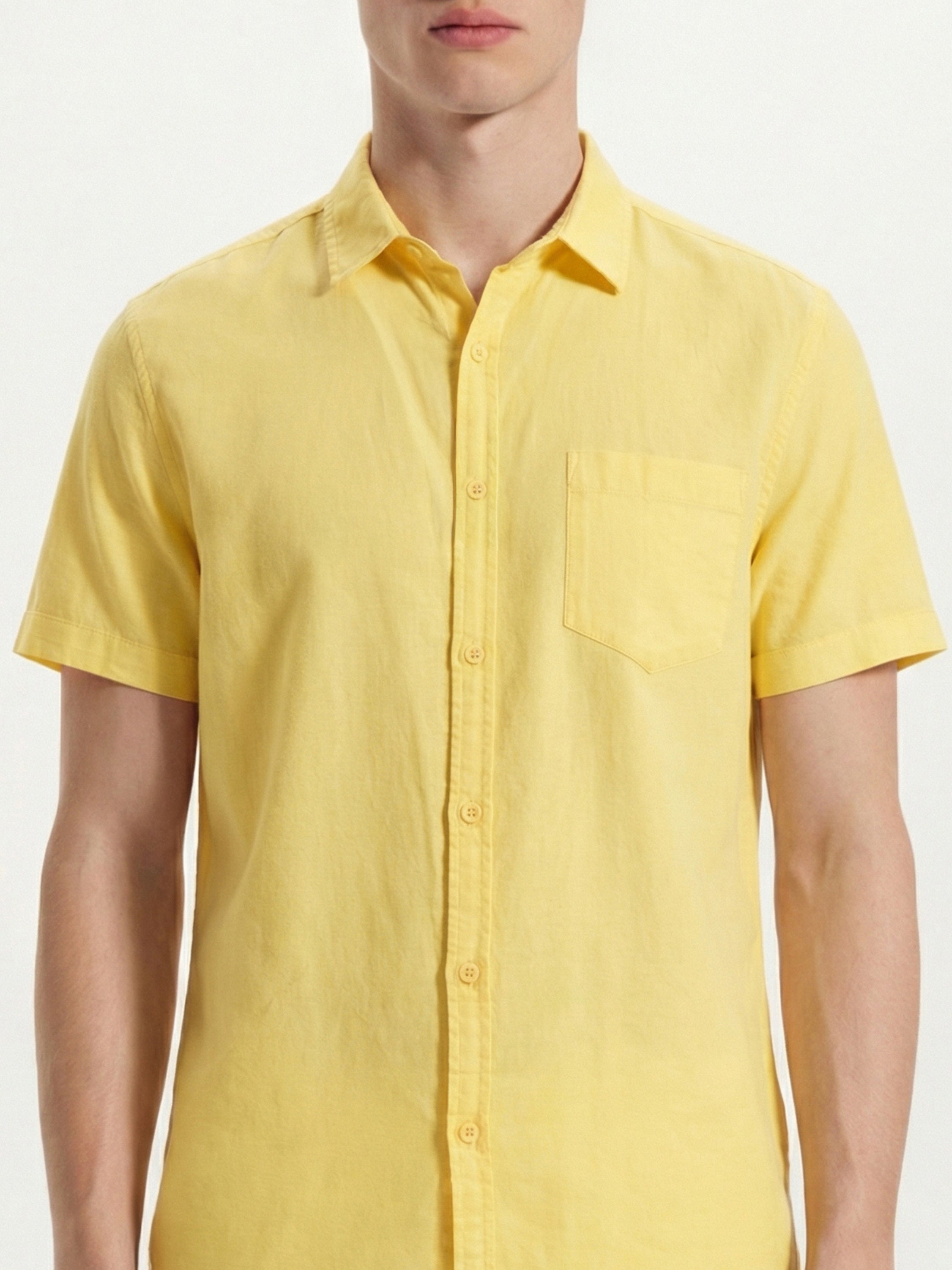 Highlander Men Yellow Solid Slim Fit Casual Shirt - Yellow - Image 6