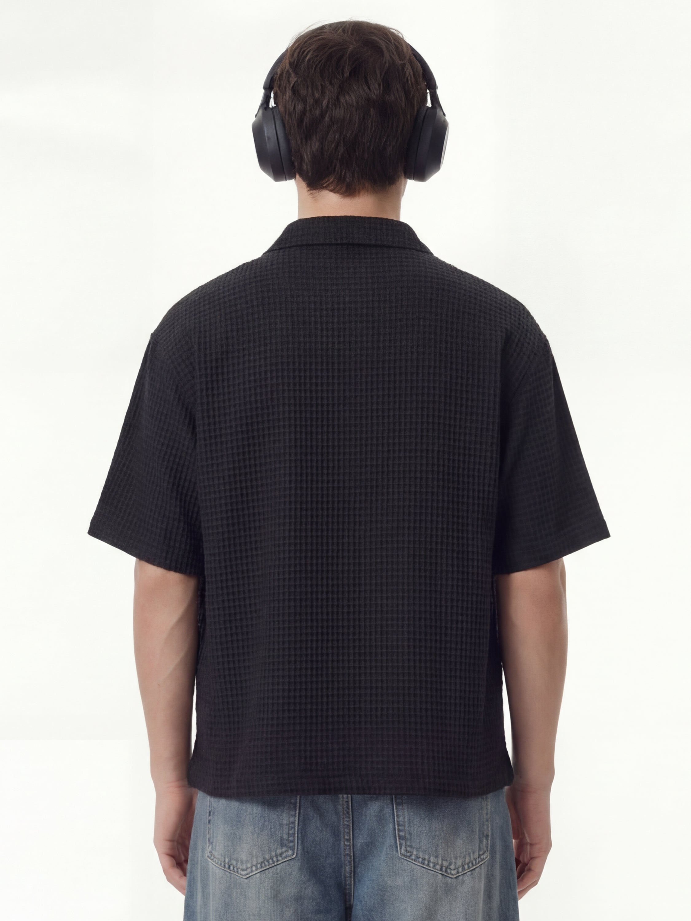 Highlander Men Black Self Design Boxy Fit Casual Shirt - Black - Image 3