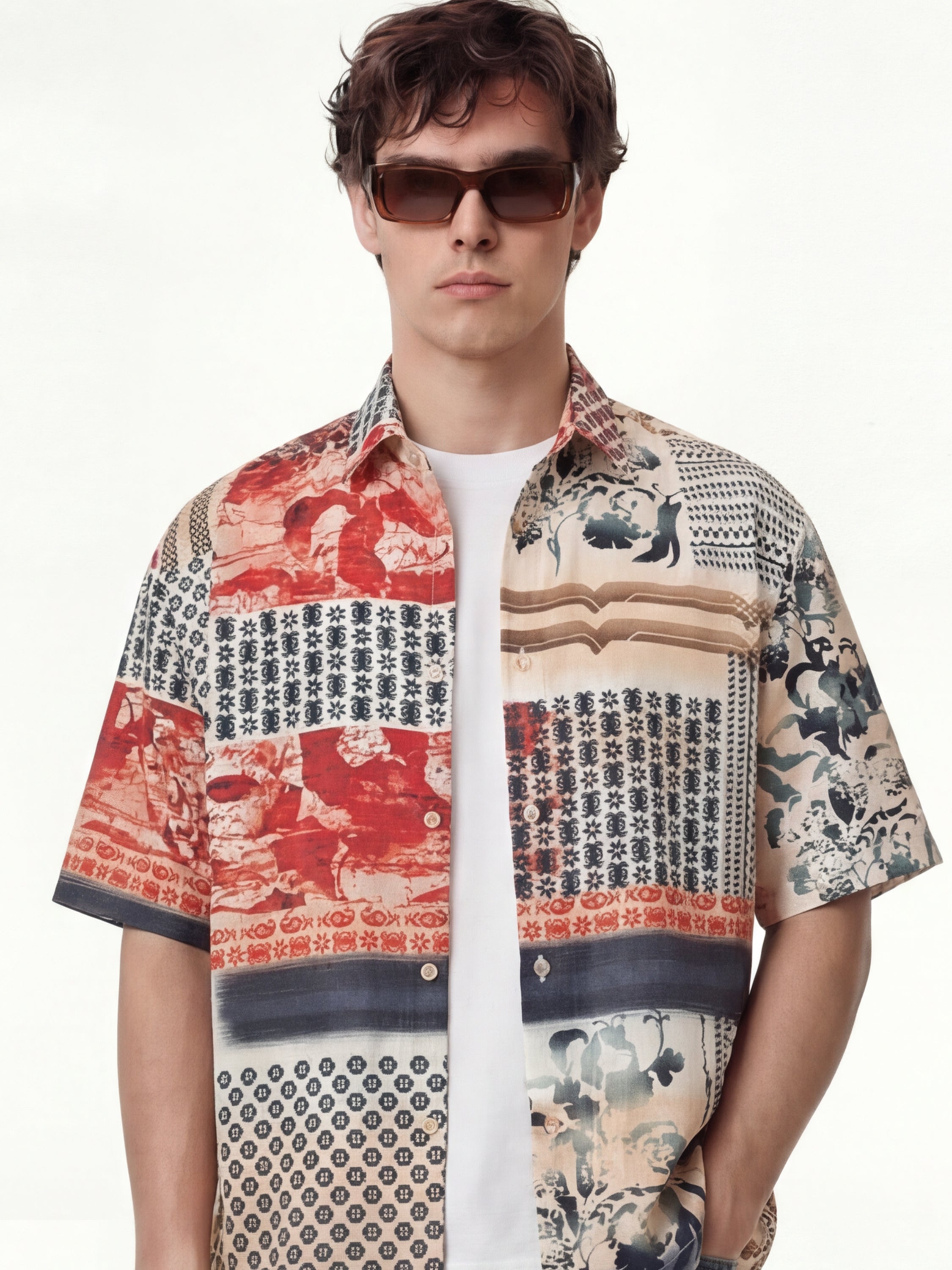 Highlander Men Red Printed Boxy Fit Casual Shirt - Red - Image 1