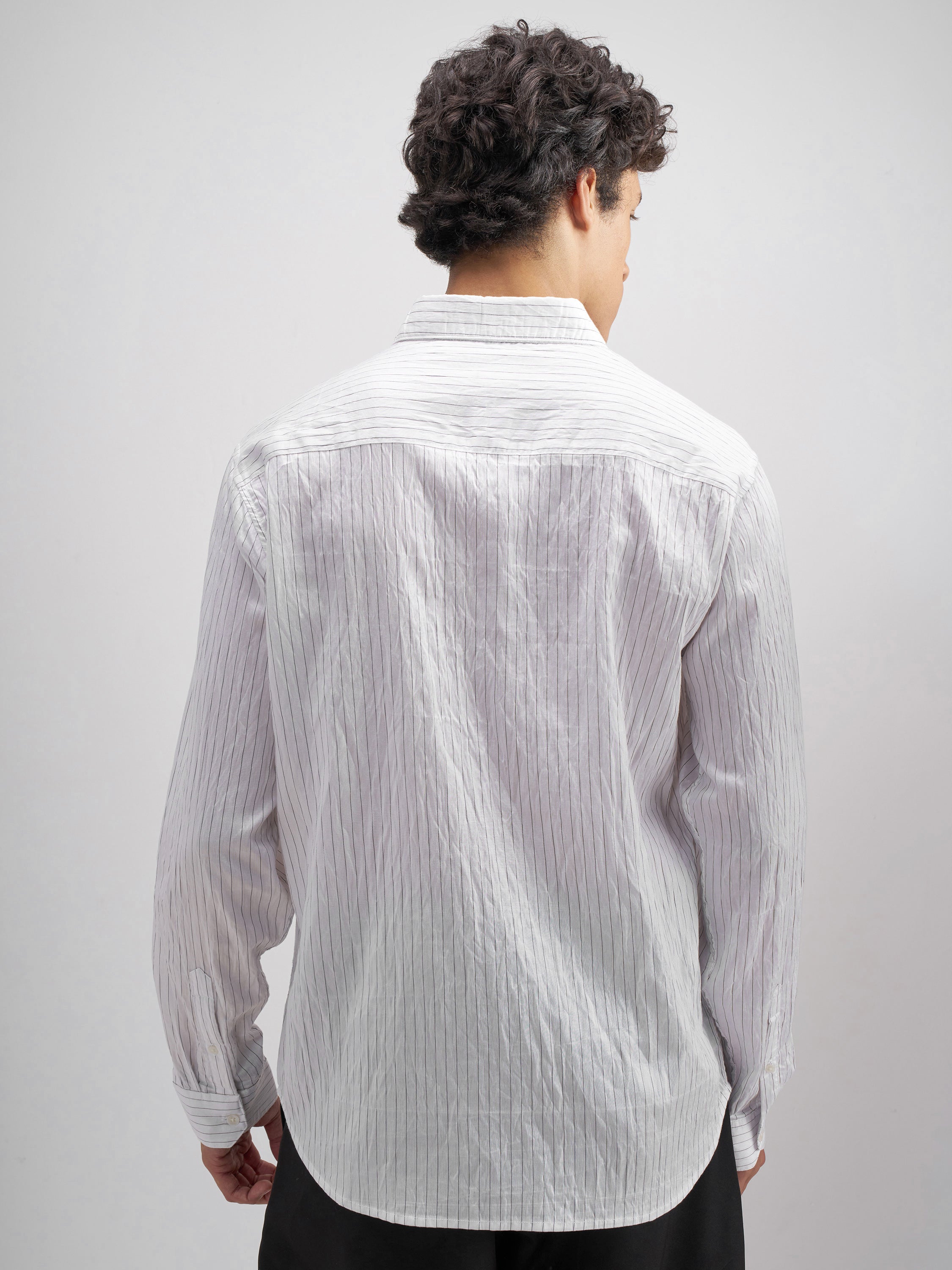 Highlander Men White Crushed Slim Fit Casual Shirt - White - Image 3