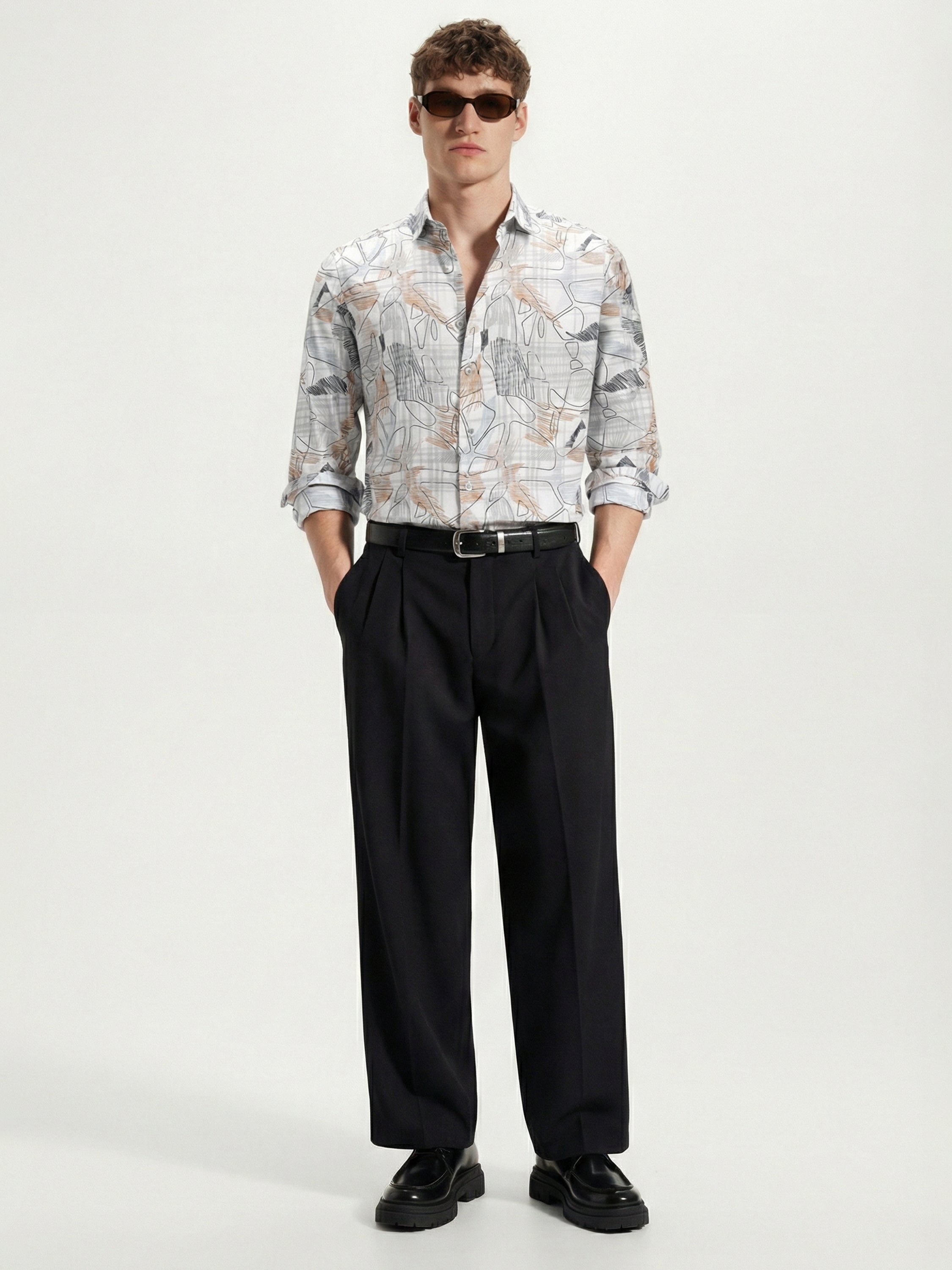 Highlander Men White Printed Slim Fit Casual Shirt - White - Image 2