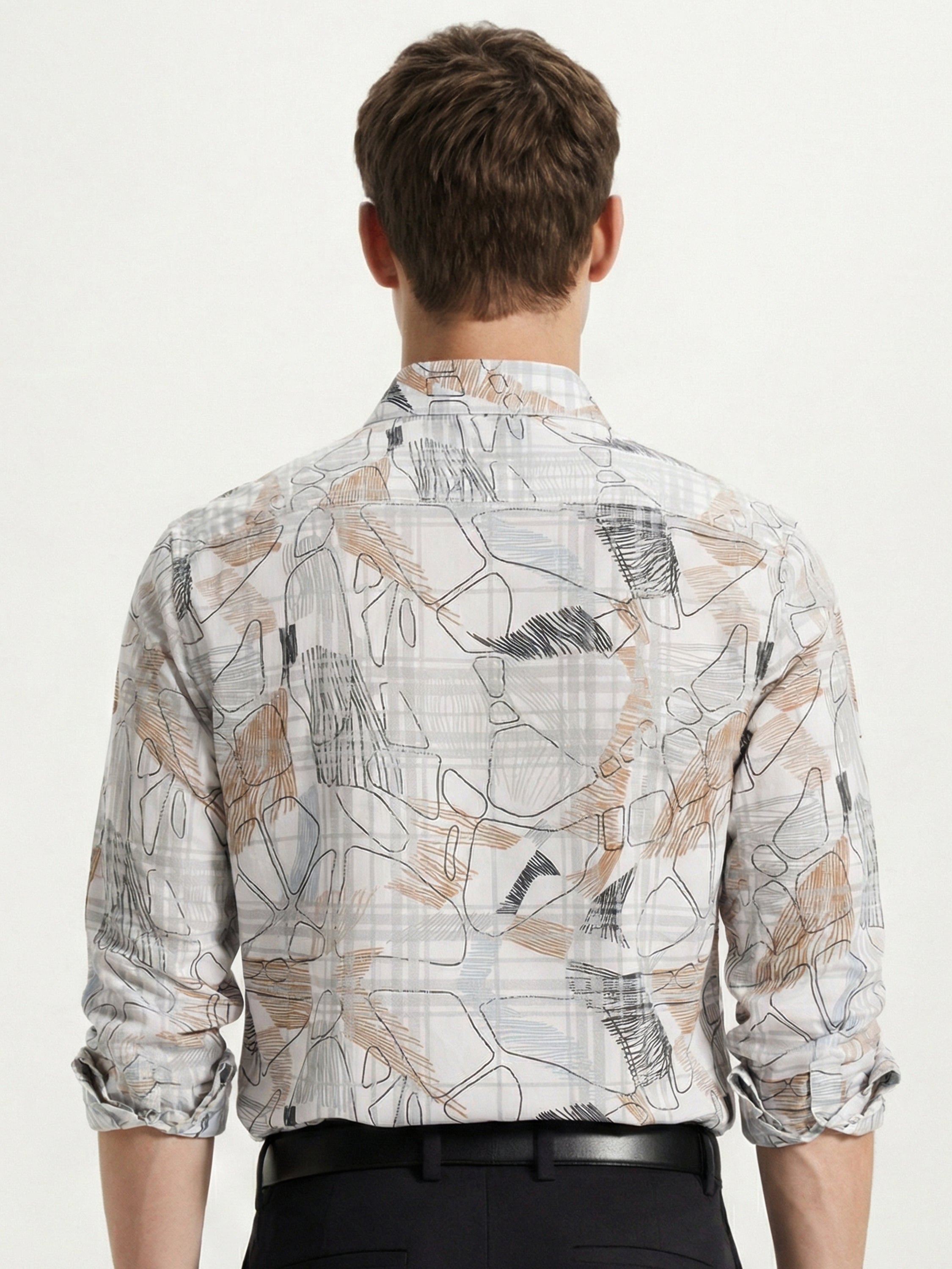 Highlander Men White Printed Slim Fit Casual Shirt - White - Image 3