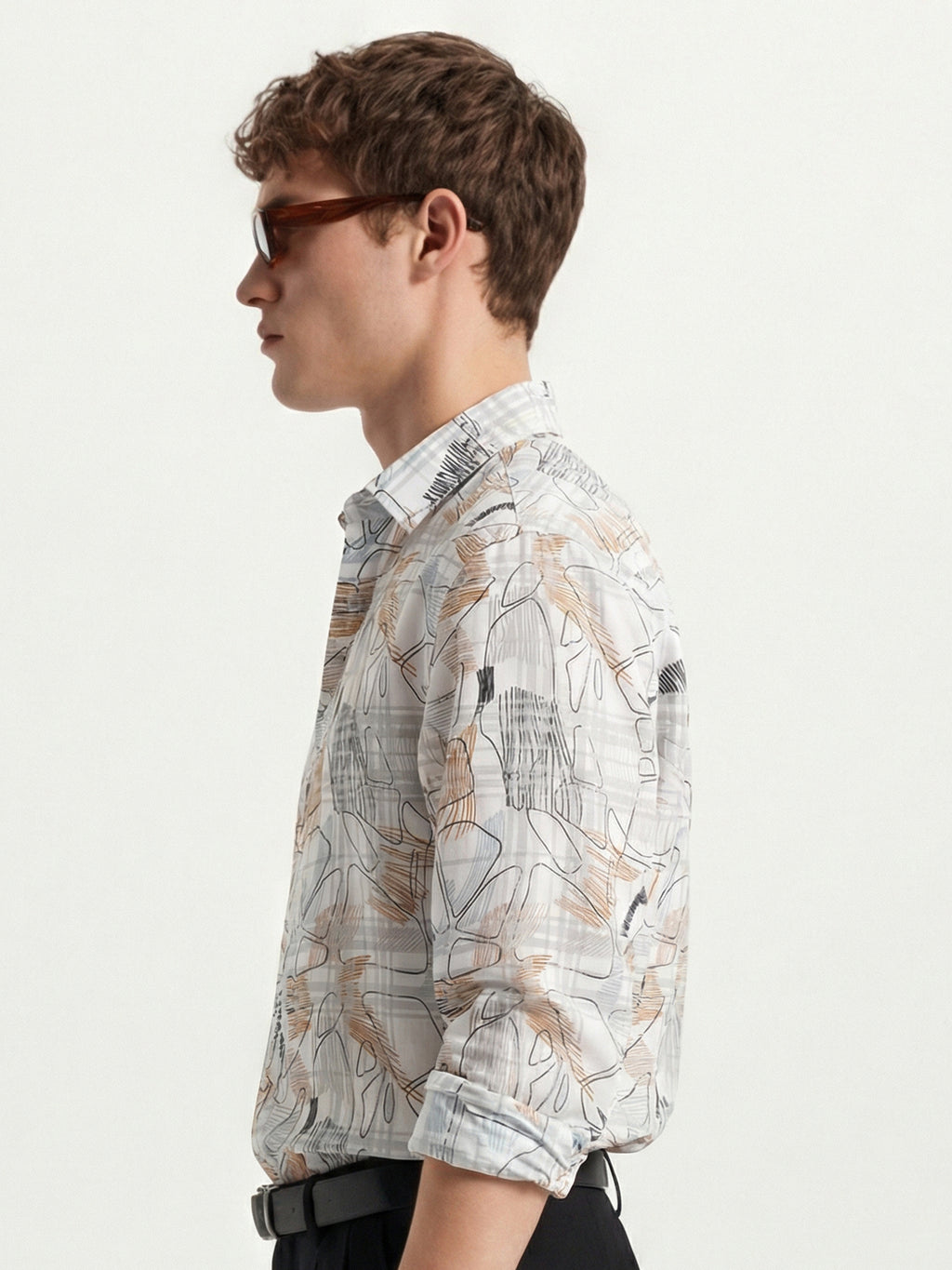 Highlander Men White Printed Slim Fit Casual Shirt - White - Image 4