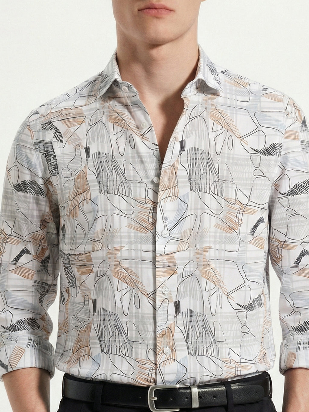 Highlander Men White Printed Slim Fit Casual Shirt - White - Image 6