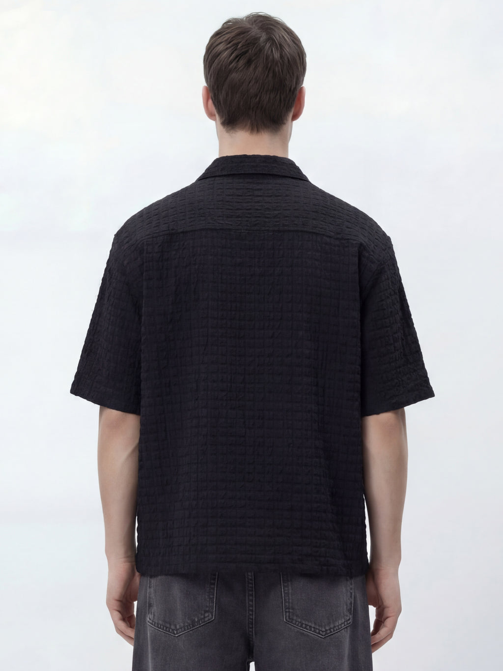 Highlander Men Black Self Design Relaxed Fit Casual Shirt - Black - Image 3