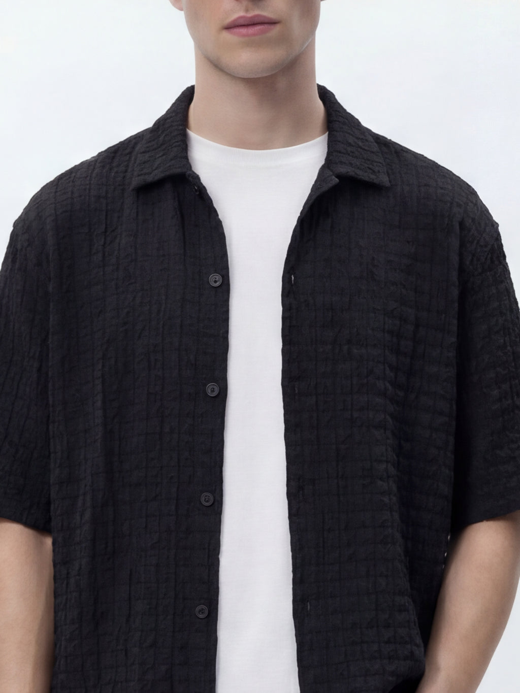 Highlander Men Black Self Design Relaxed Fit Casual Shirt - Black - Image 5